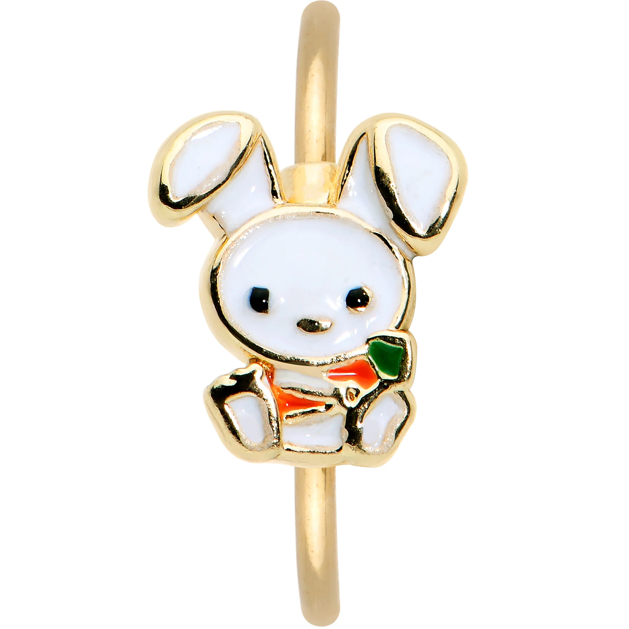 20G 5/16 Gold Tone Cutie Easter Bunny Nose Hoop - Image 2