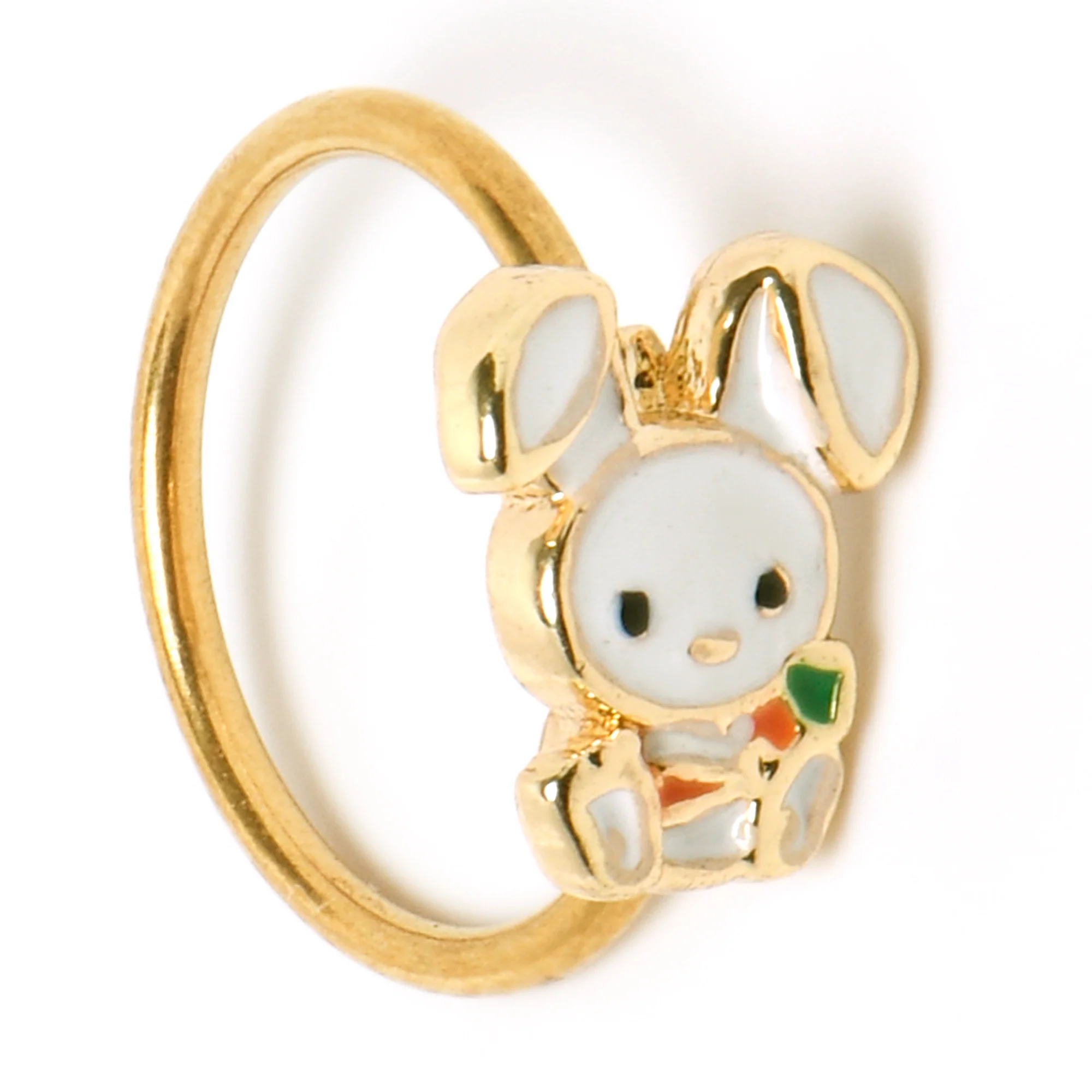 20G 5/16 Gold Tone Cutie Easter Bunny Nose Hoop - Image 7