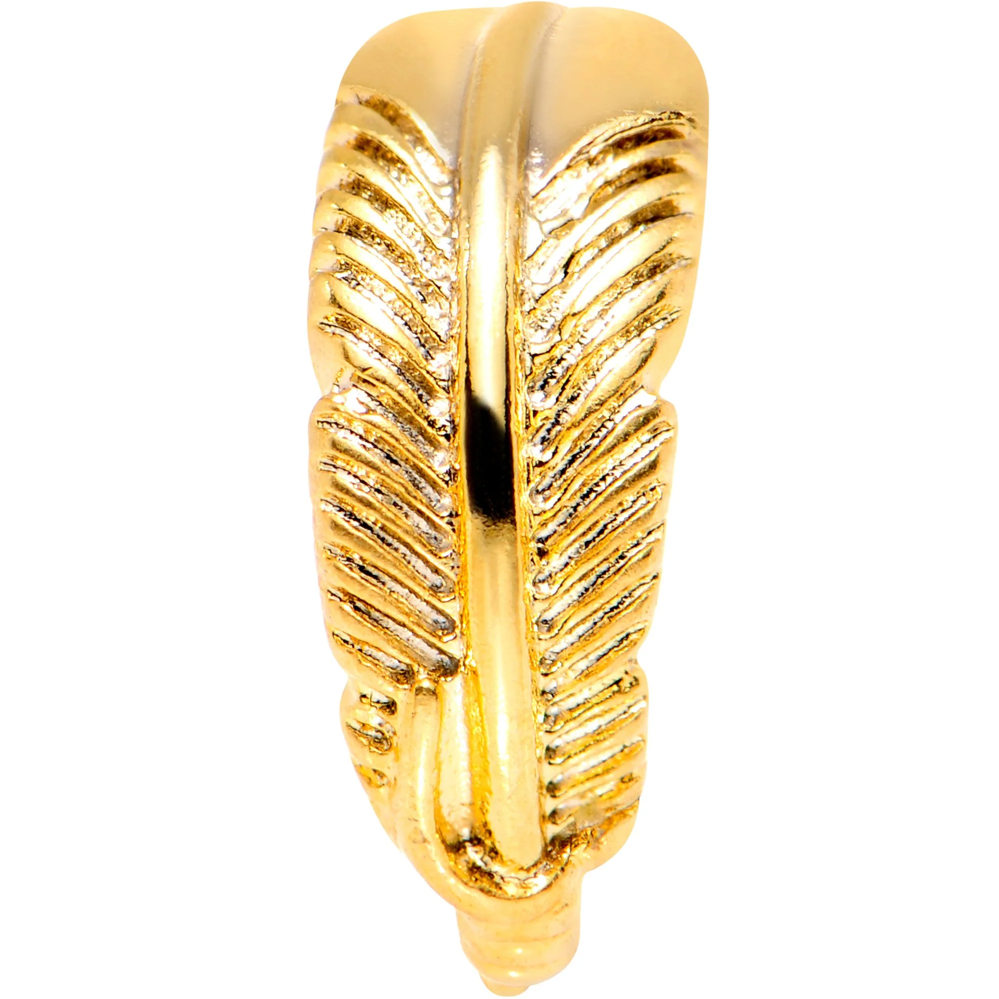 20G 5/16 Gold Tone Feather Seamless Circular Ring - Image 2
