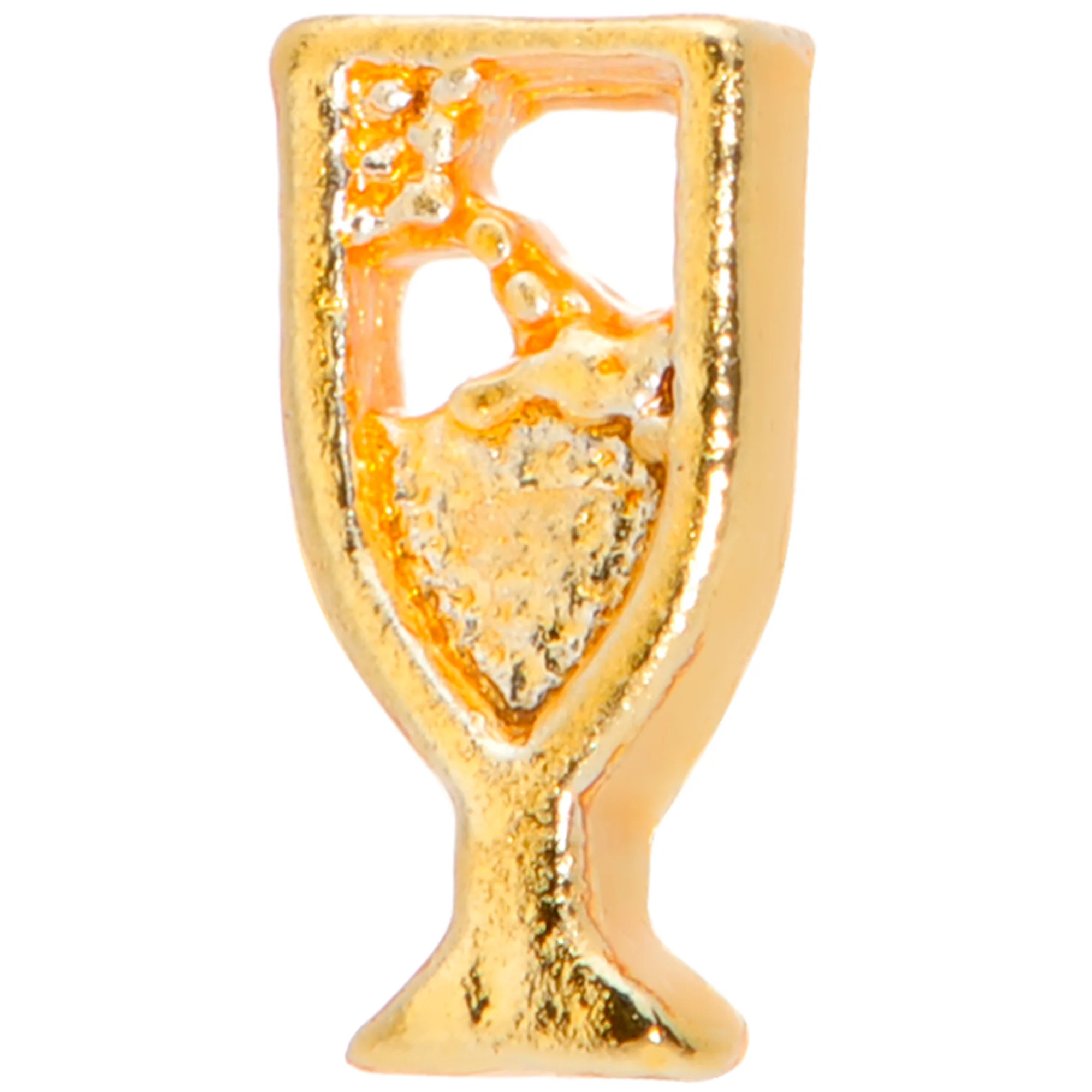 20G 5/16 Gold Tone Glass of Champagne L Shaped Nose Ring - Image 2