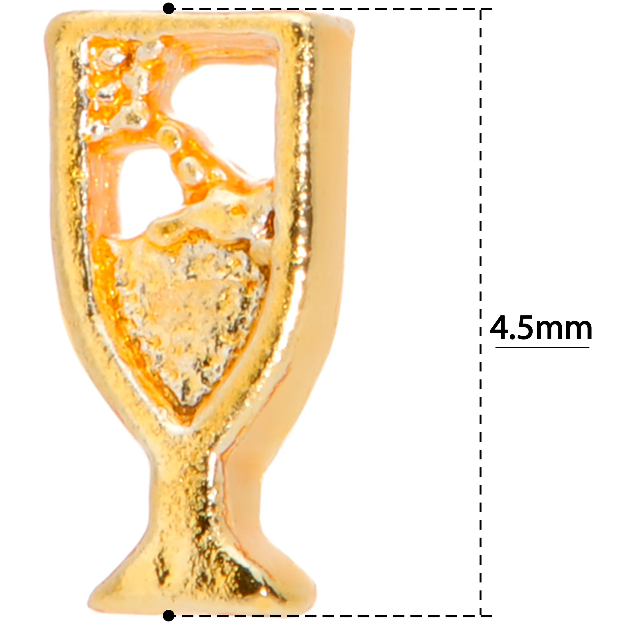 20G 5/16 Gold Tone Glass of Champagne L Shaped Nose Ring - Image 5