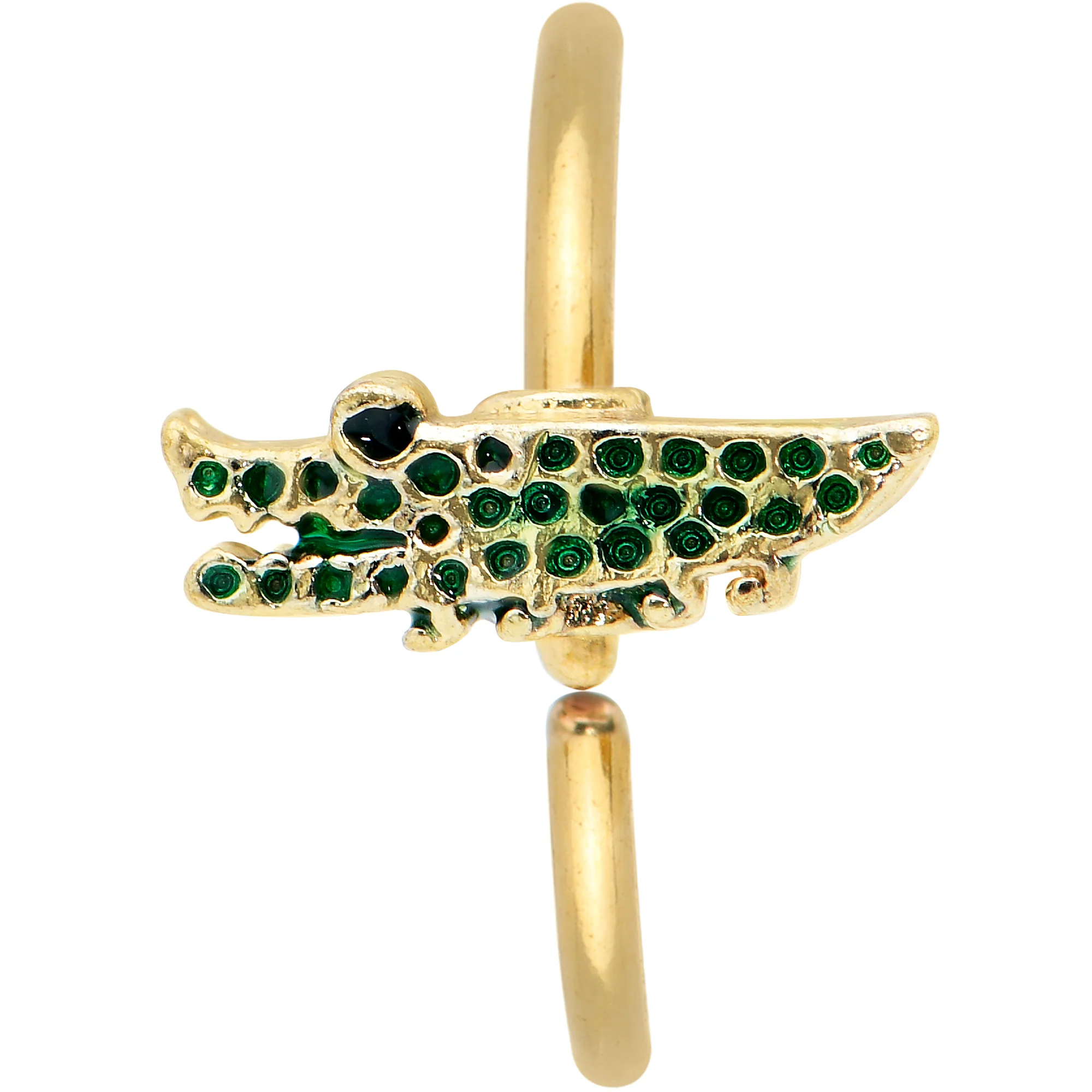 20G 5/16 Gold Tone Hungry Alligator Nose Hoop - Image 2