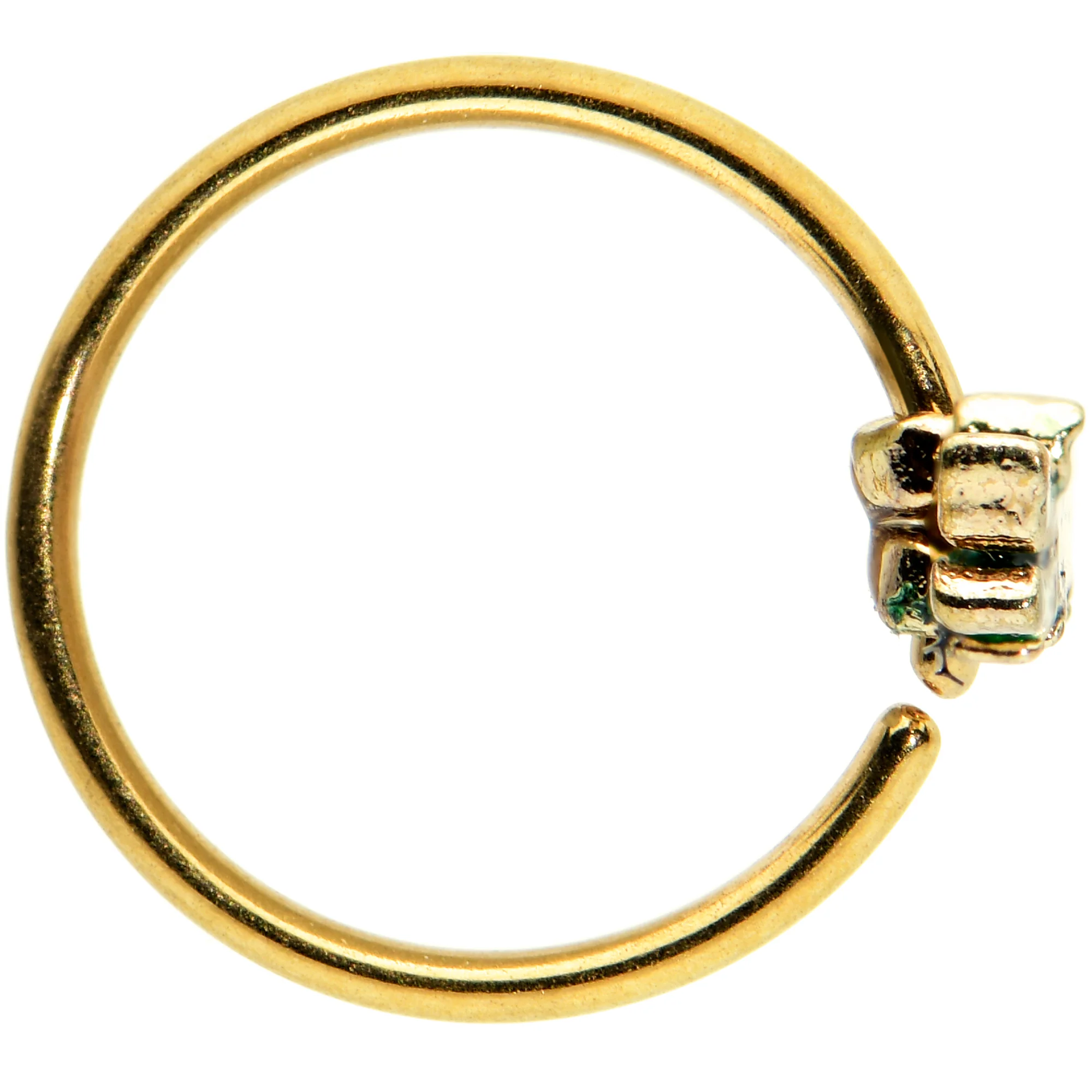 20G 5/16 Gold Tone Hungry Alligator Nose Hoop - Image 3