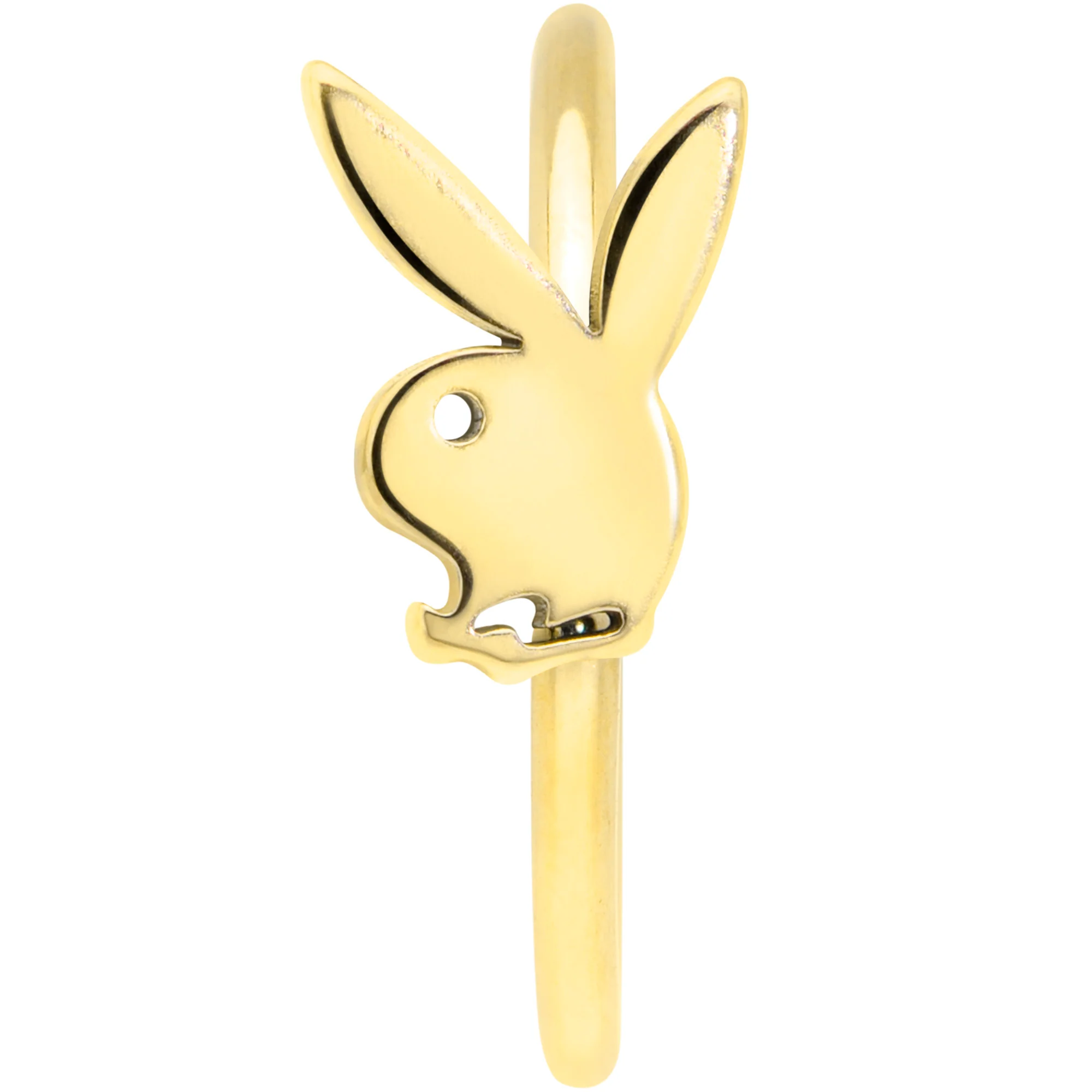 20G 5/16 Gold Tone Licensed Playboy Bunny Nose Hoop - Image 2