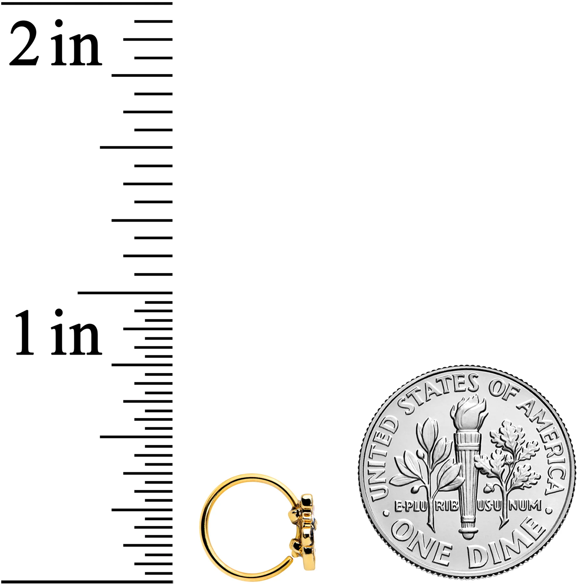 20G 5/16 Gold Tone Pumpkin Black Cat Halloween Nose Hoop - Image 4