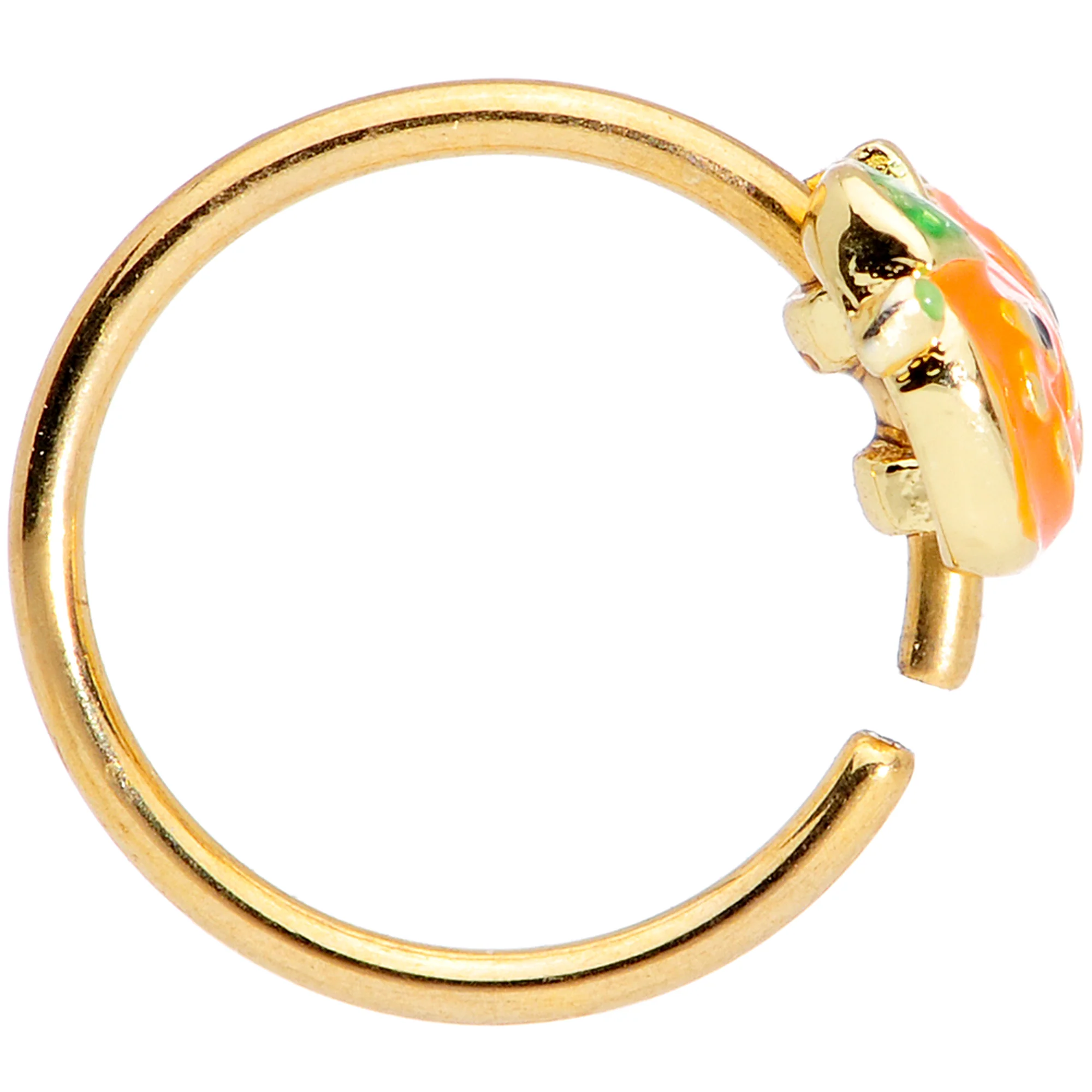 20G 5/16 Gold Tone Pumpkin Halloween Nose Hoop - Image 2
