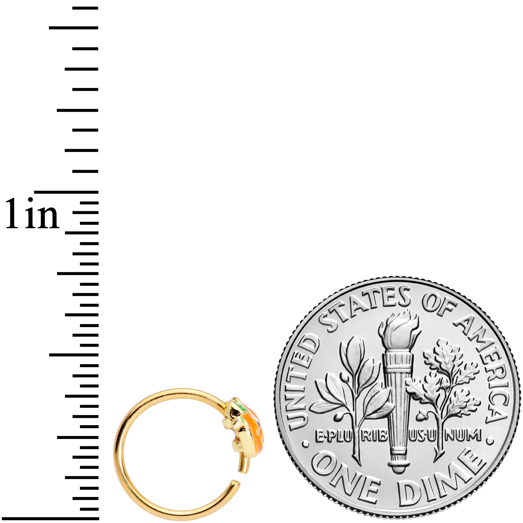 20G 5/16 Gold Tone Pumpkin Halloween Nose Hoop - Image 3