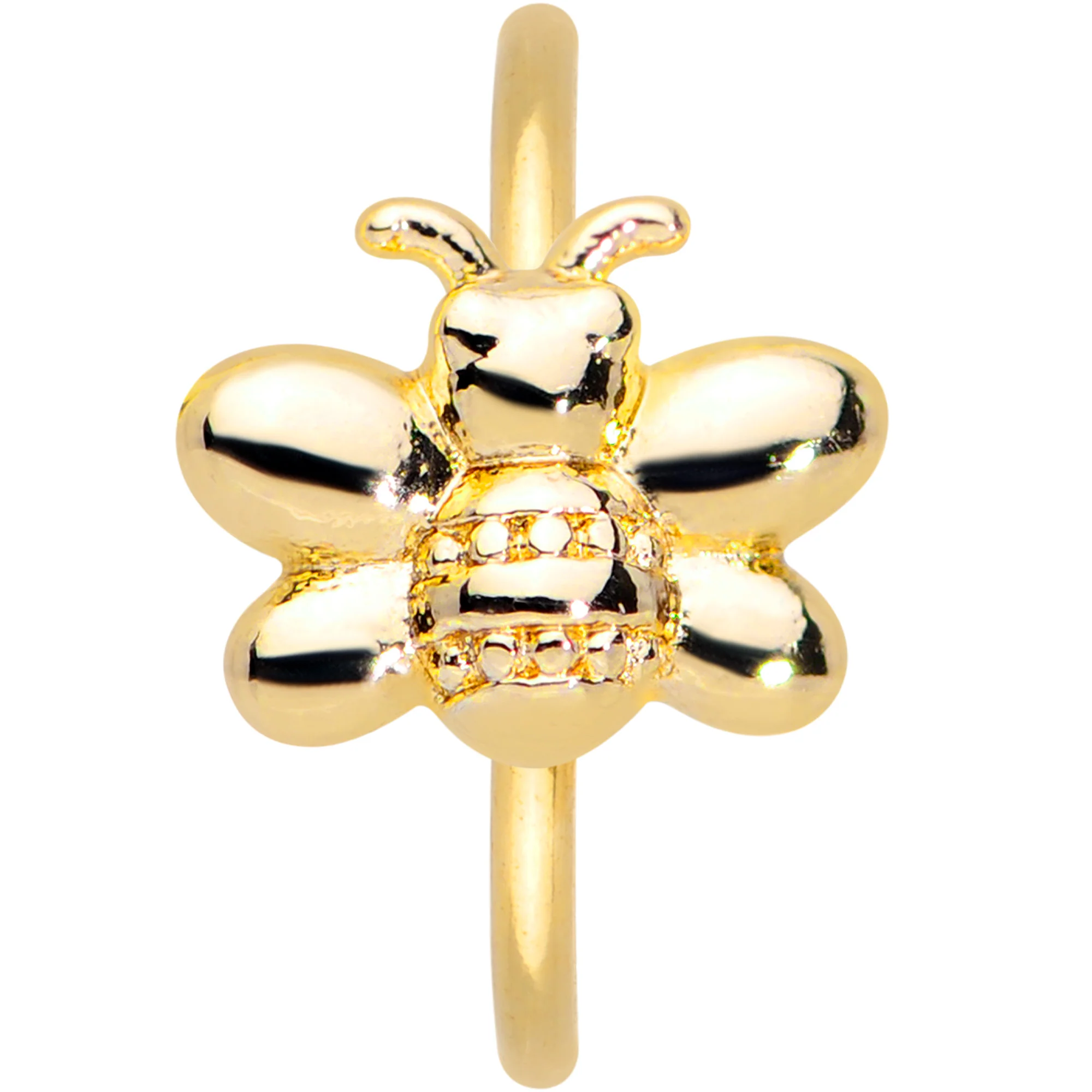 20G 5/16 Gold Tone Simply Stylish Bee Nose Hoop - Image 2