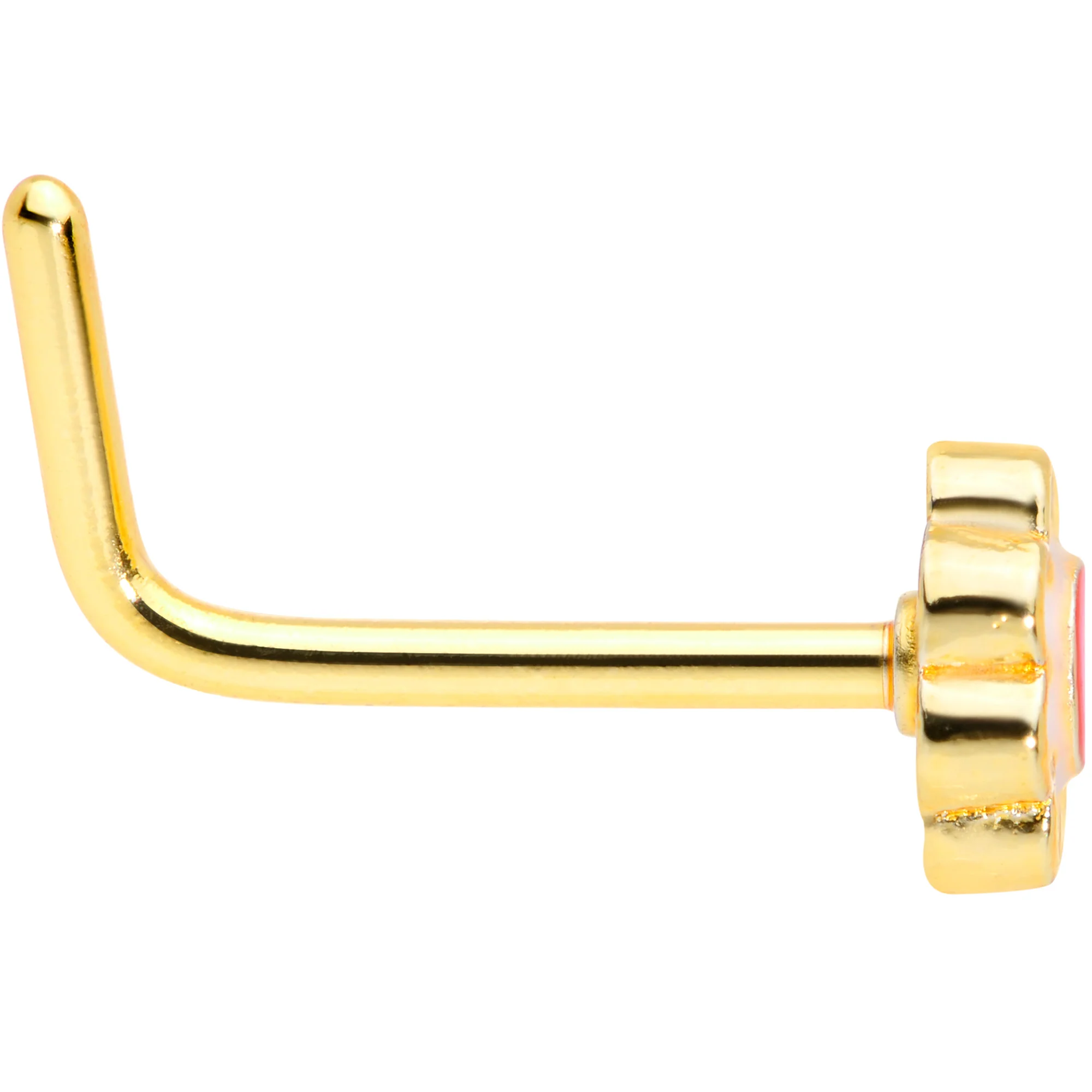 20G 5/16 Gold Tone Spring Flower L Shaped Nose Ring - Image 3