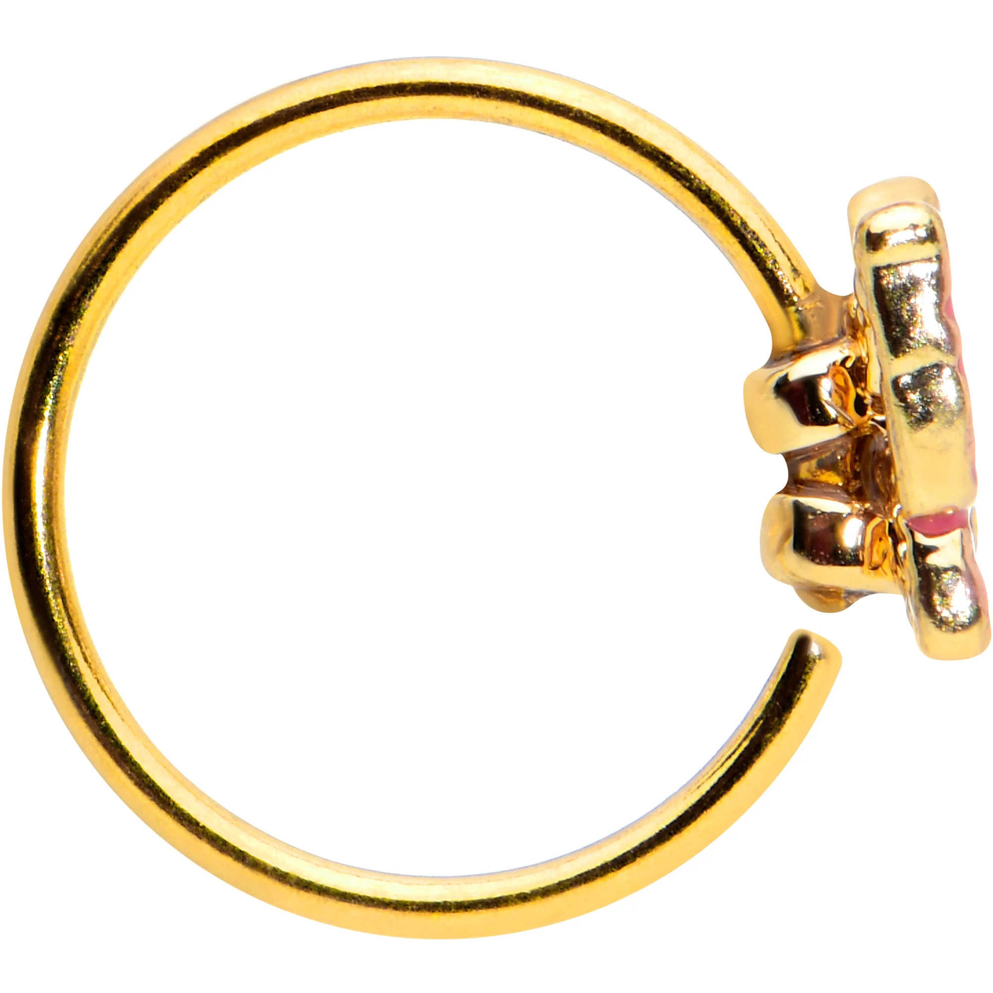 20G 5/16 Gold Tone Sweet Simple Butterfly Nose Hoop - Image 3