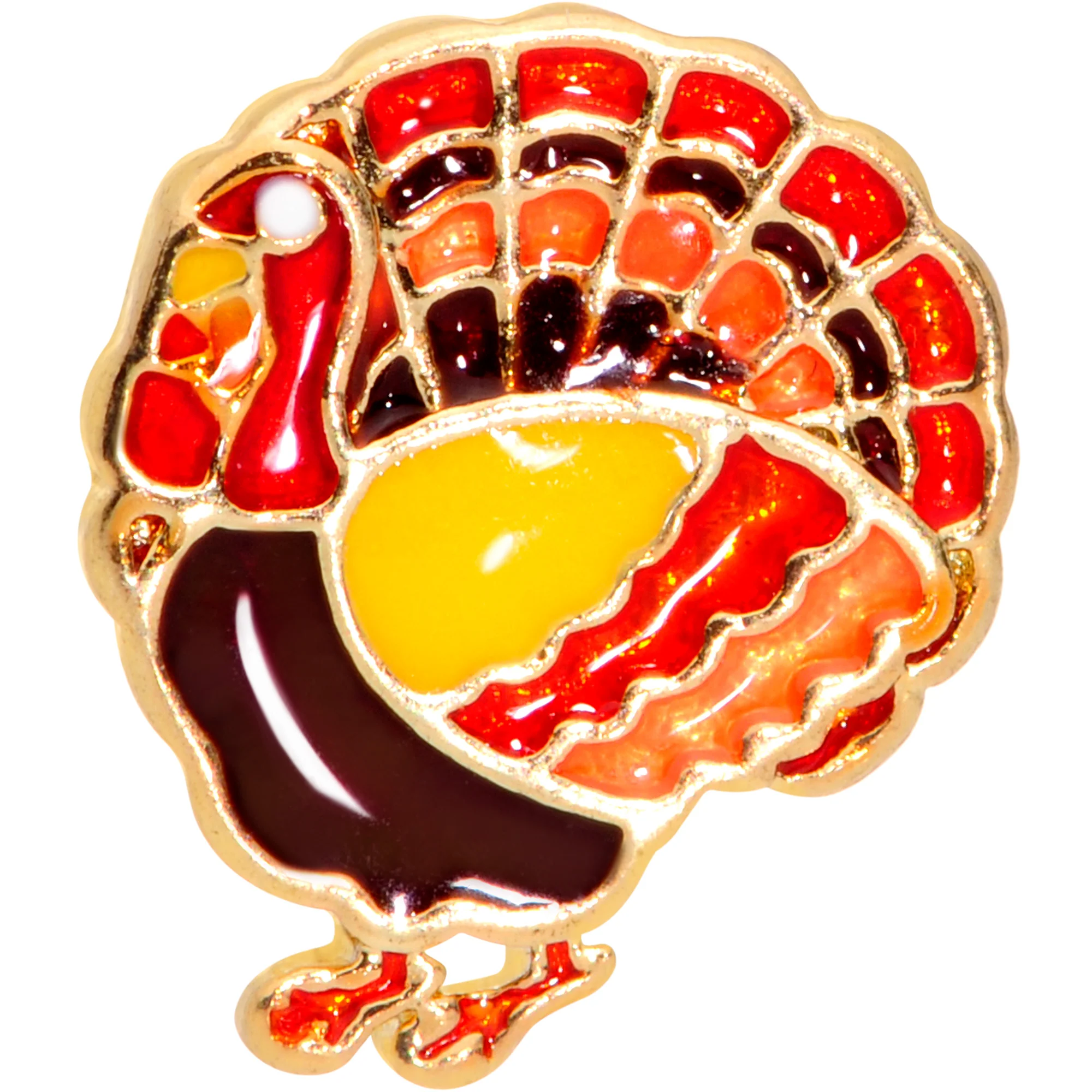 20G 5/16 Gold Tone Turkey Thanksgiving Nose Hoop - Image 2