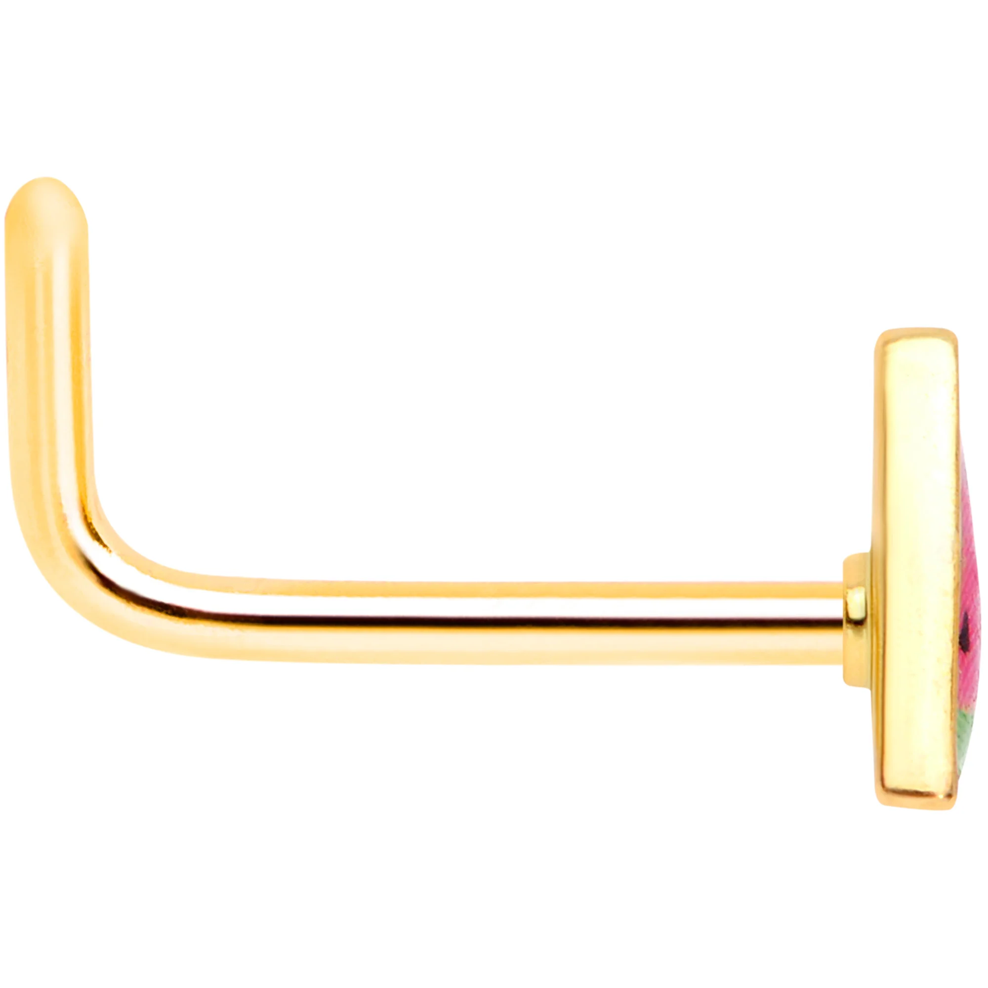 20G 5/16 Gold Tone Watermelon L Shaped Nose Ring - Image 4
