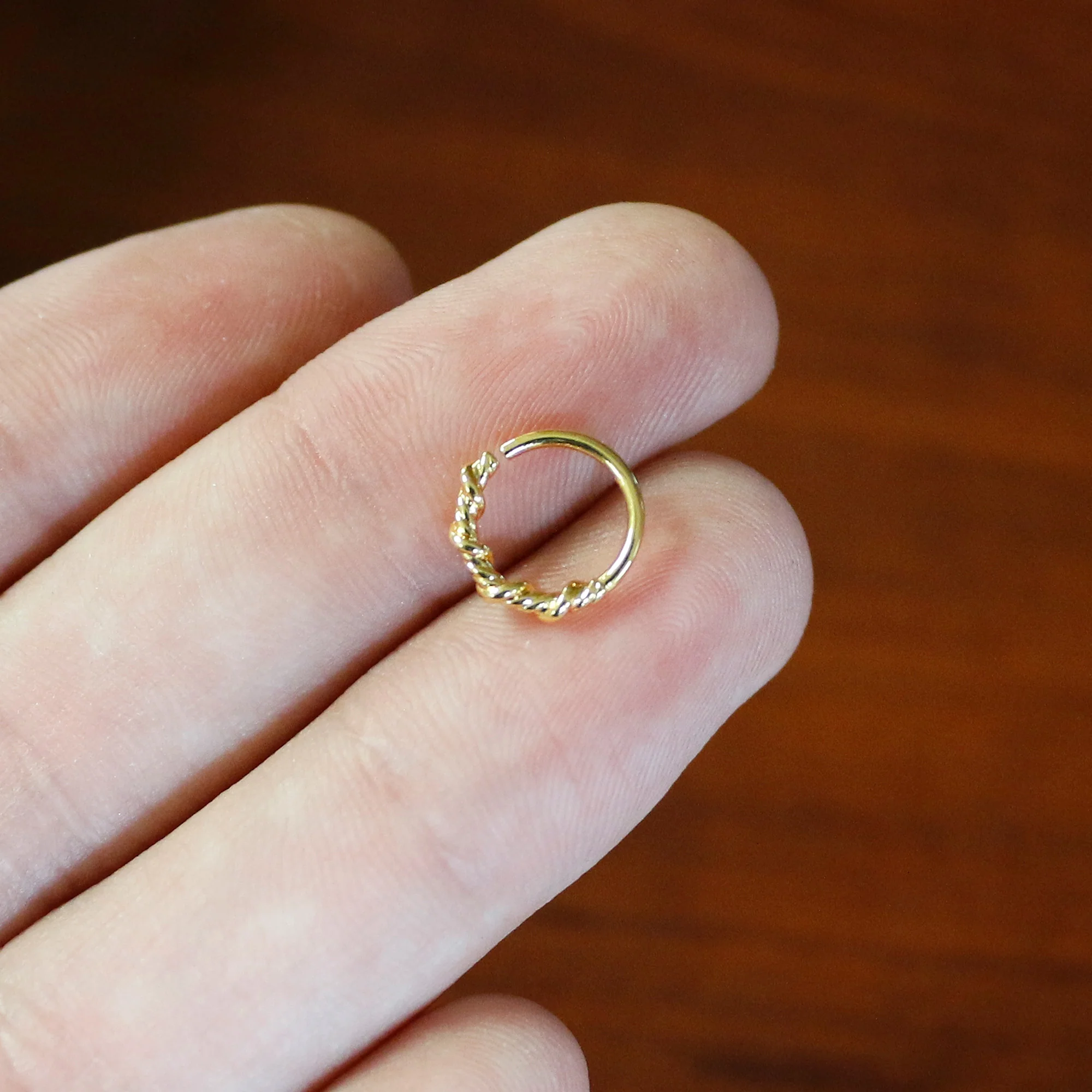 20G 5/16 Gold Tone Wicked Wire Seamless Nose Hoop - Image 6