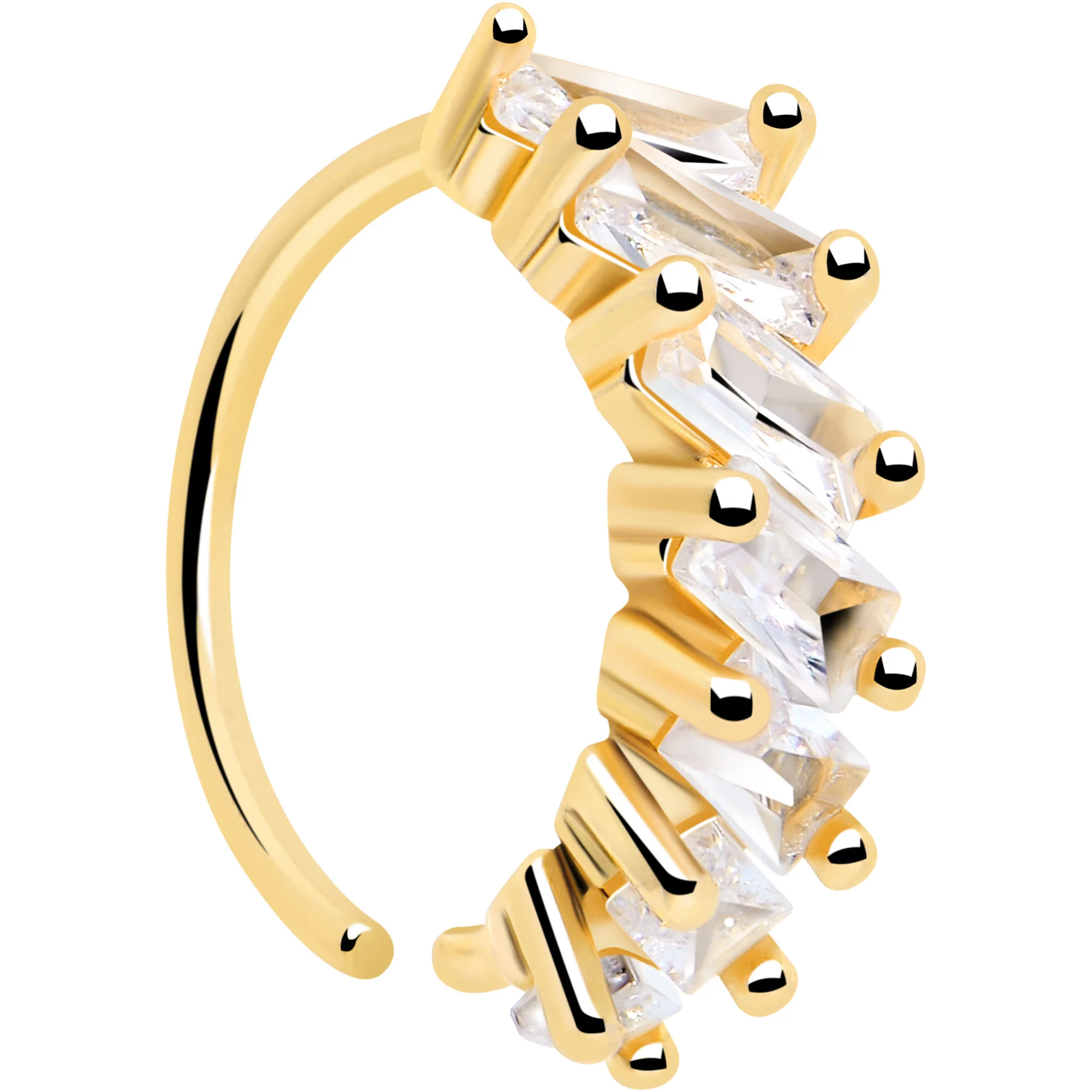 20G 5/16 Gold Toned Princess Cubic Zirconia Bendable Hoop - Image 2