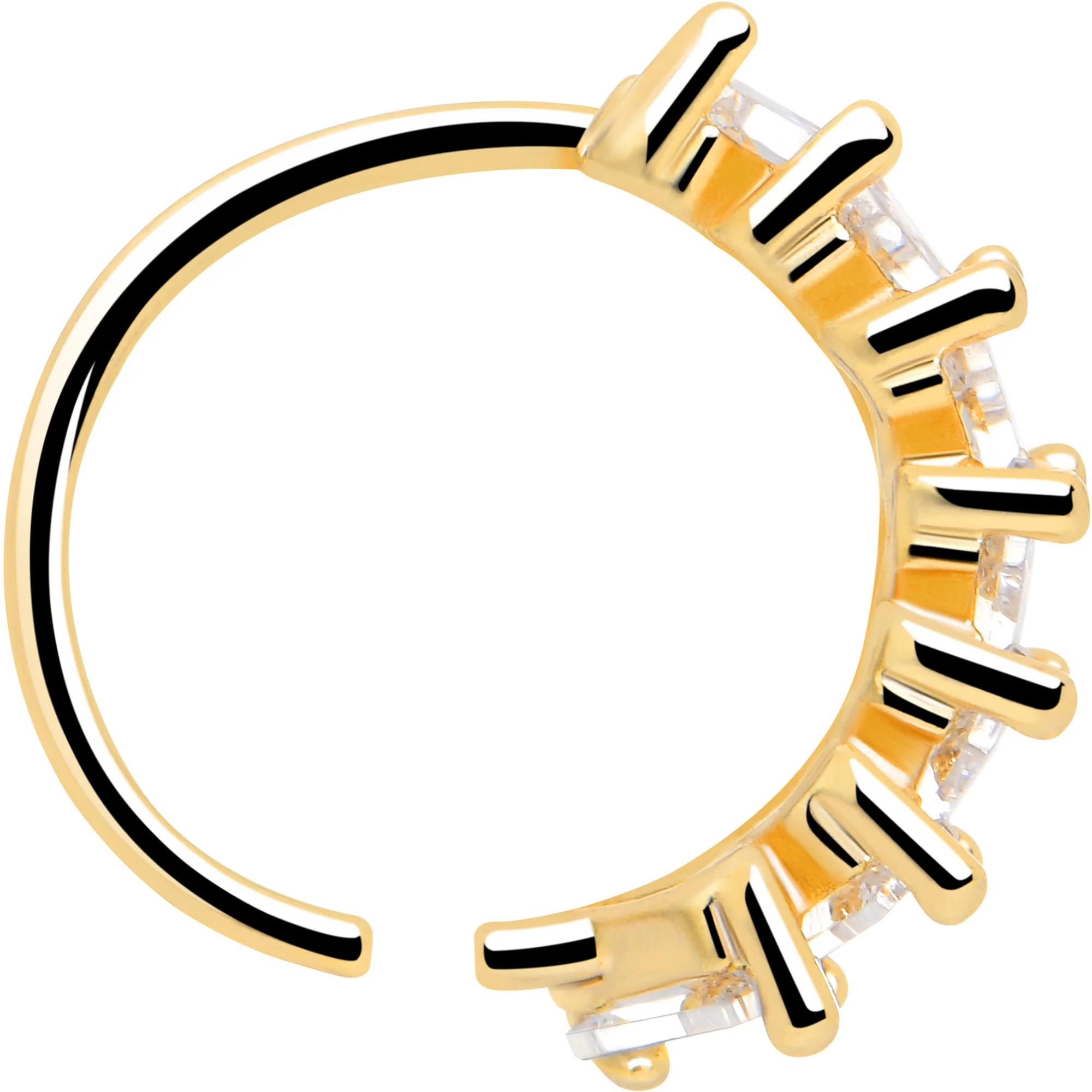 20G 5/16 Gold Toned Princess Cubic Zirconia Bendable Hoop - Image 5