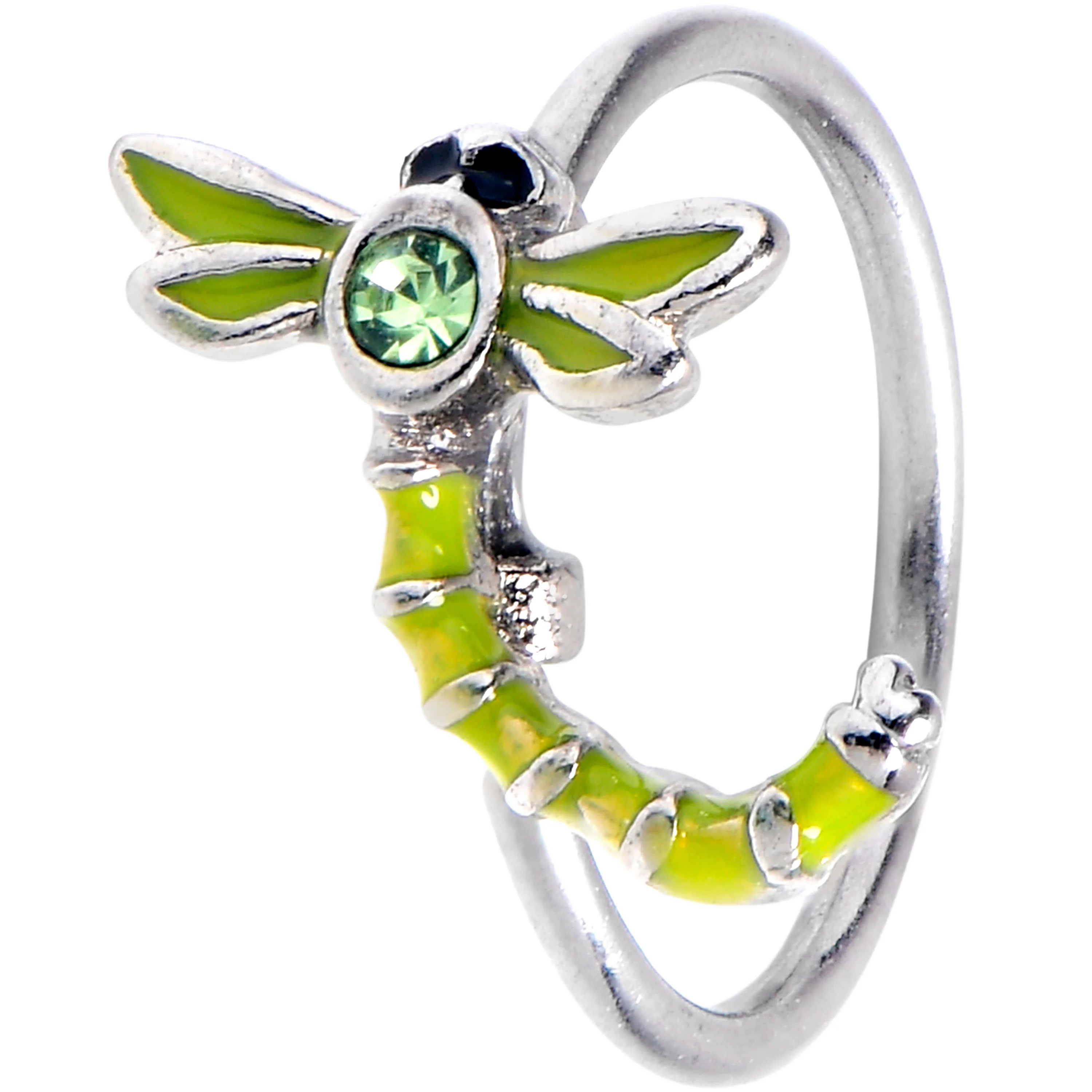 20G 5/16 Green Gem Dragonfly Green Nose Hoop