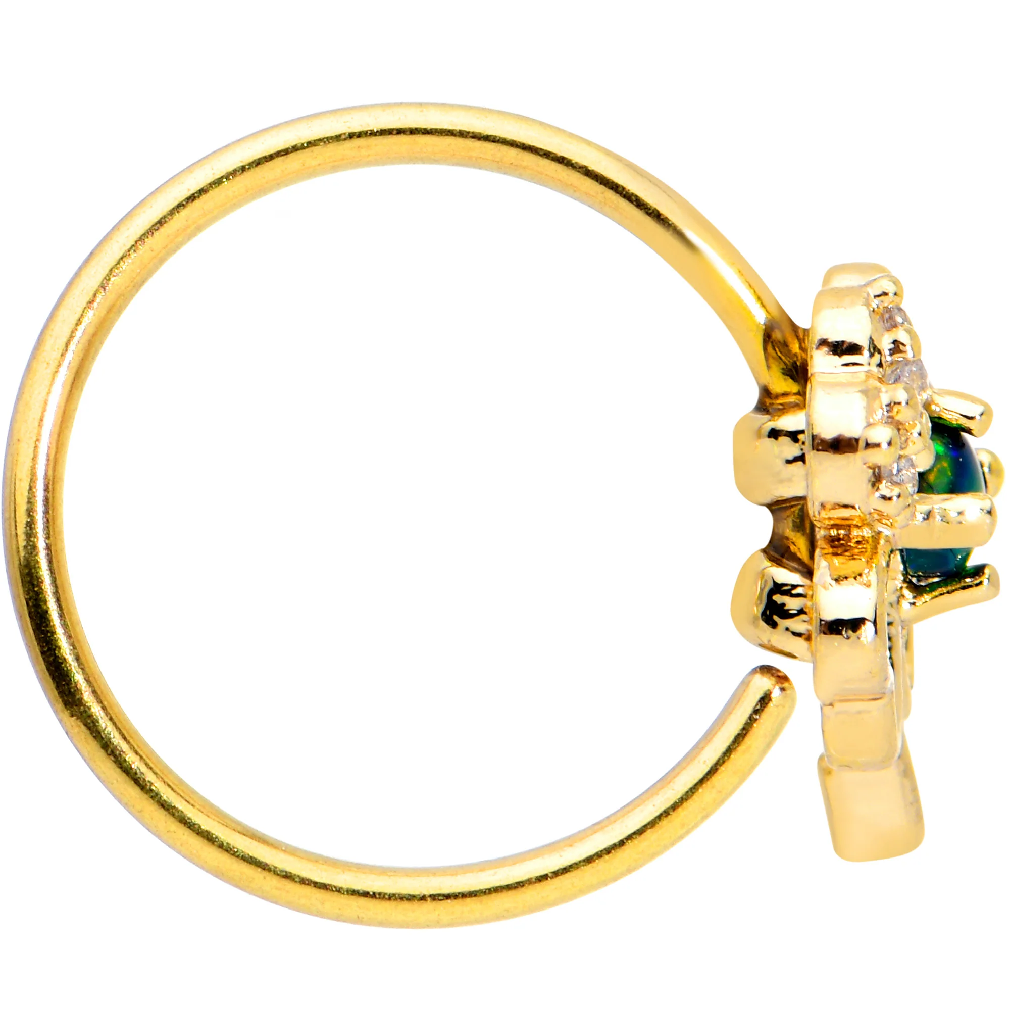 20G 5/16 Green Synth Opal Gold Tone Shamrock St Patricks Nose Hoop - Image 3