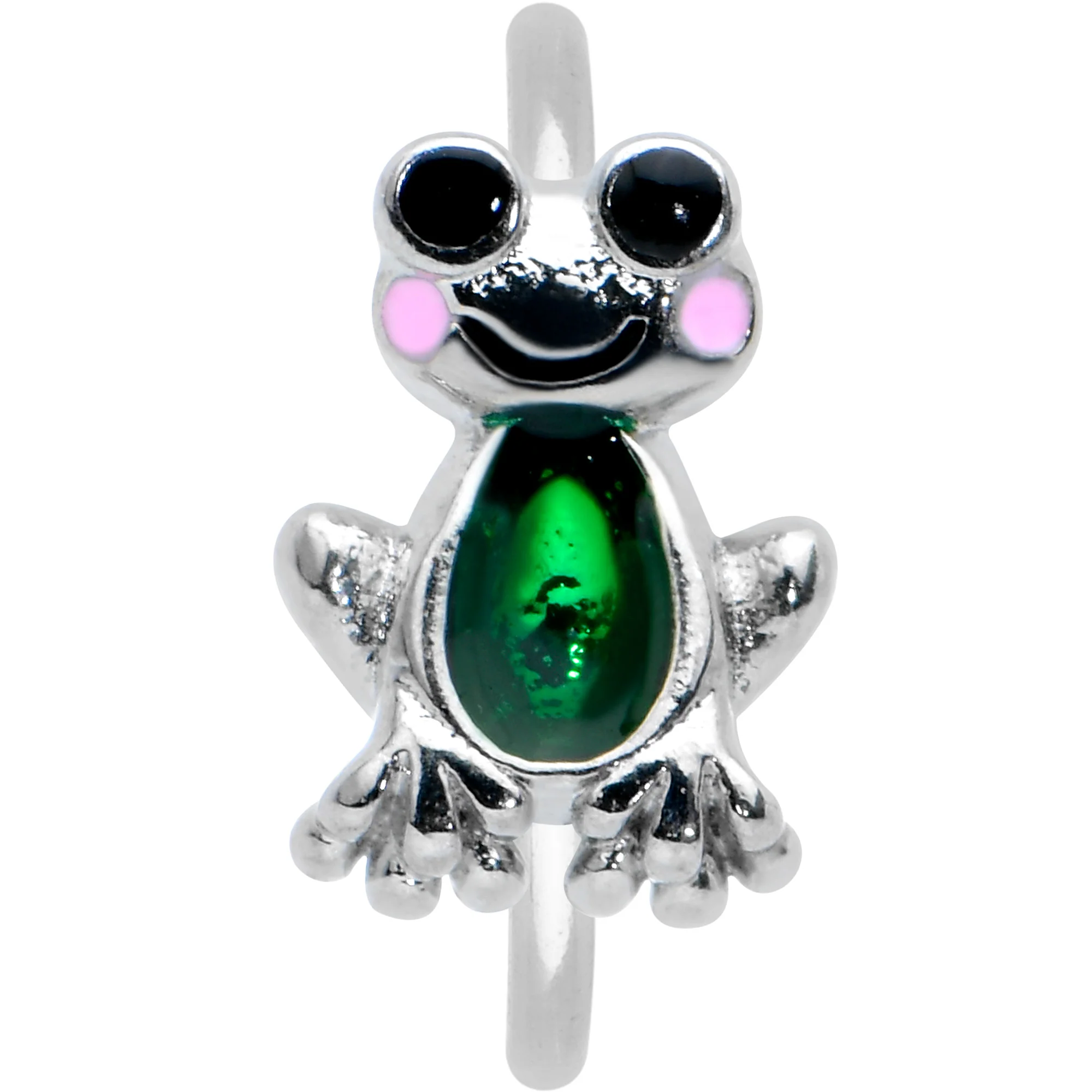 20G 5/16 Dark Green Groovy Frog Nose Hoop - Image 2