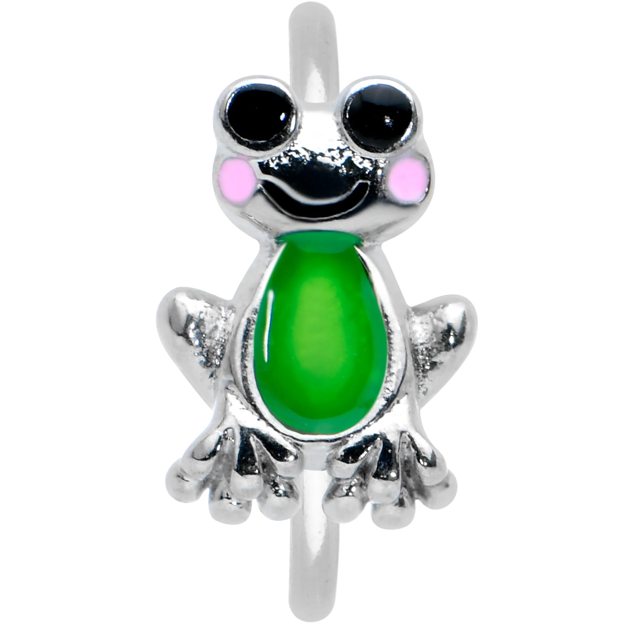 20G 5/16 Light Green Groovy Frog Nose Hoop - Image 2