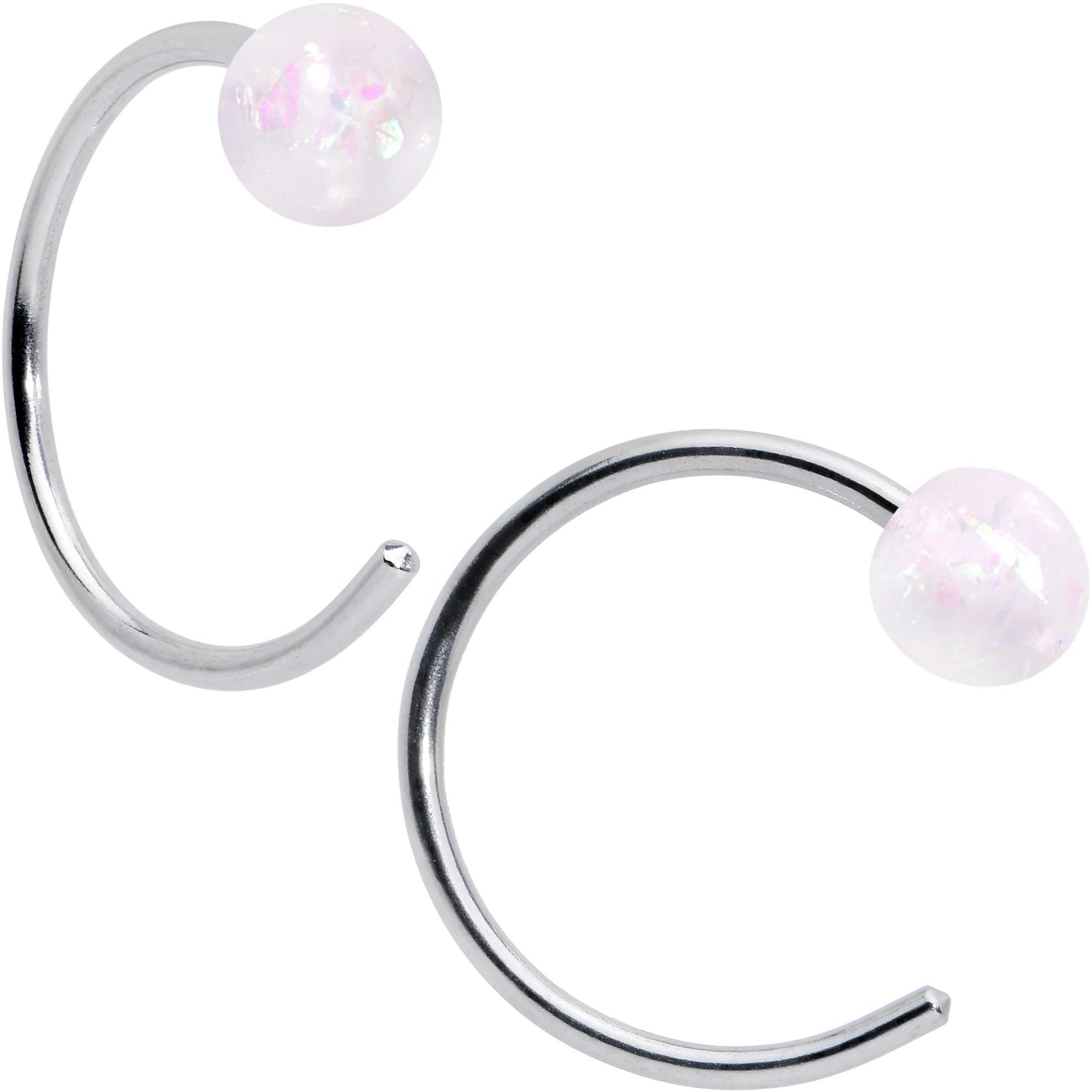 20G 5/16 Nose Hoop Gem Faux Opal Pack Dynasty Nose Ring Set of 6 - Image 2