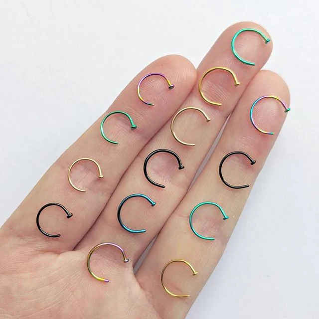 20G 5/16 Pack Set of 5 Assorted Stainless Steel Nose Hoop Rings - Image 2