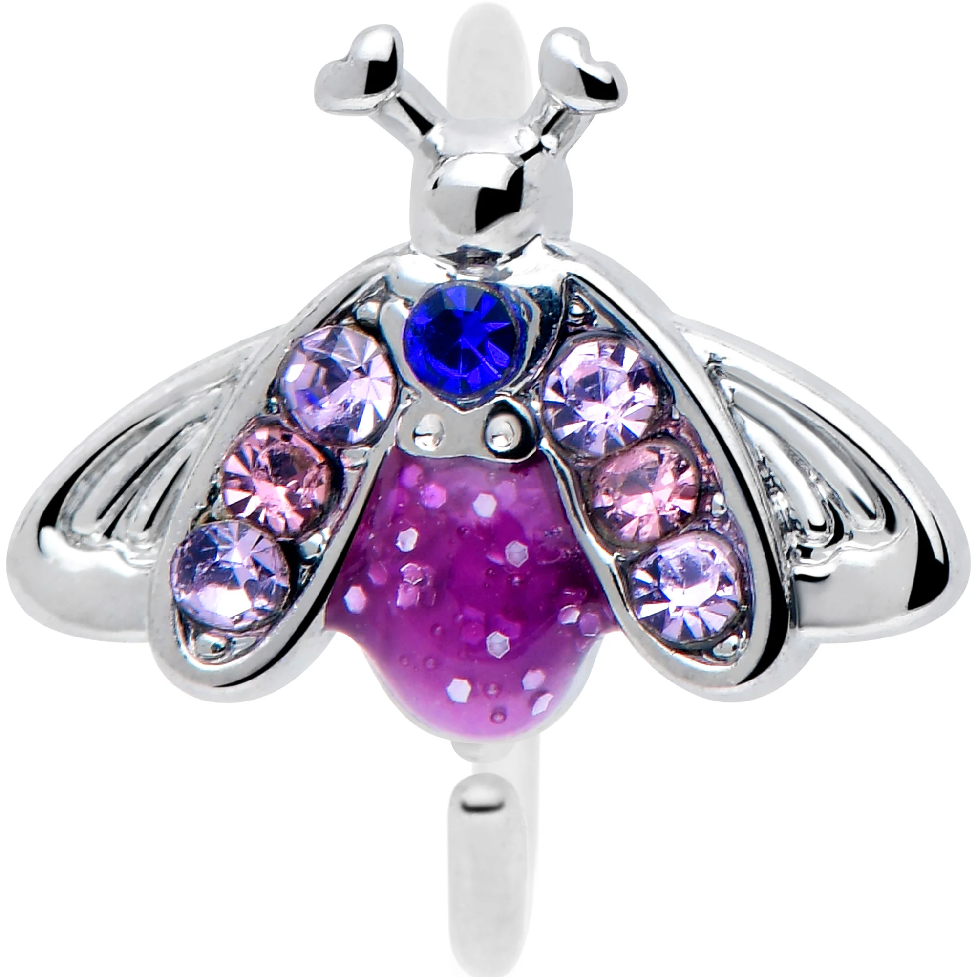 20G 5/16 Pink Blue Gem Beautiful Insect Nose Hoop - Image 3