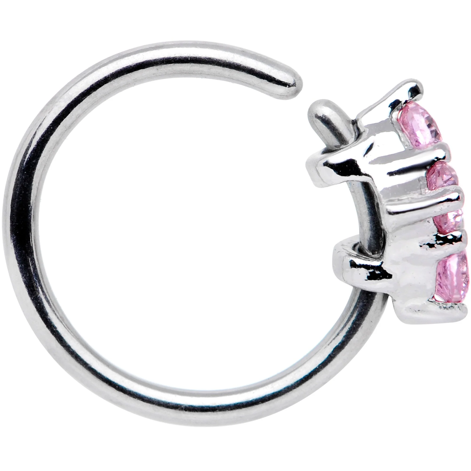20G 5/16 Pink CZ Gem Cluster Seamless Circular Ring - Image 2
