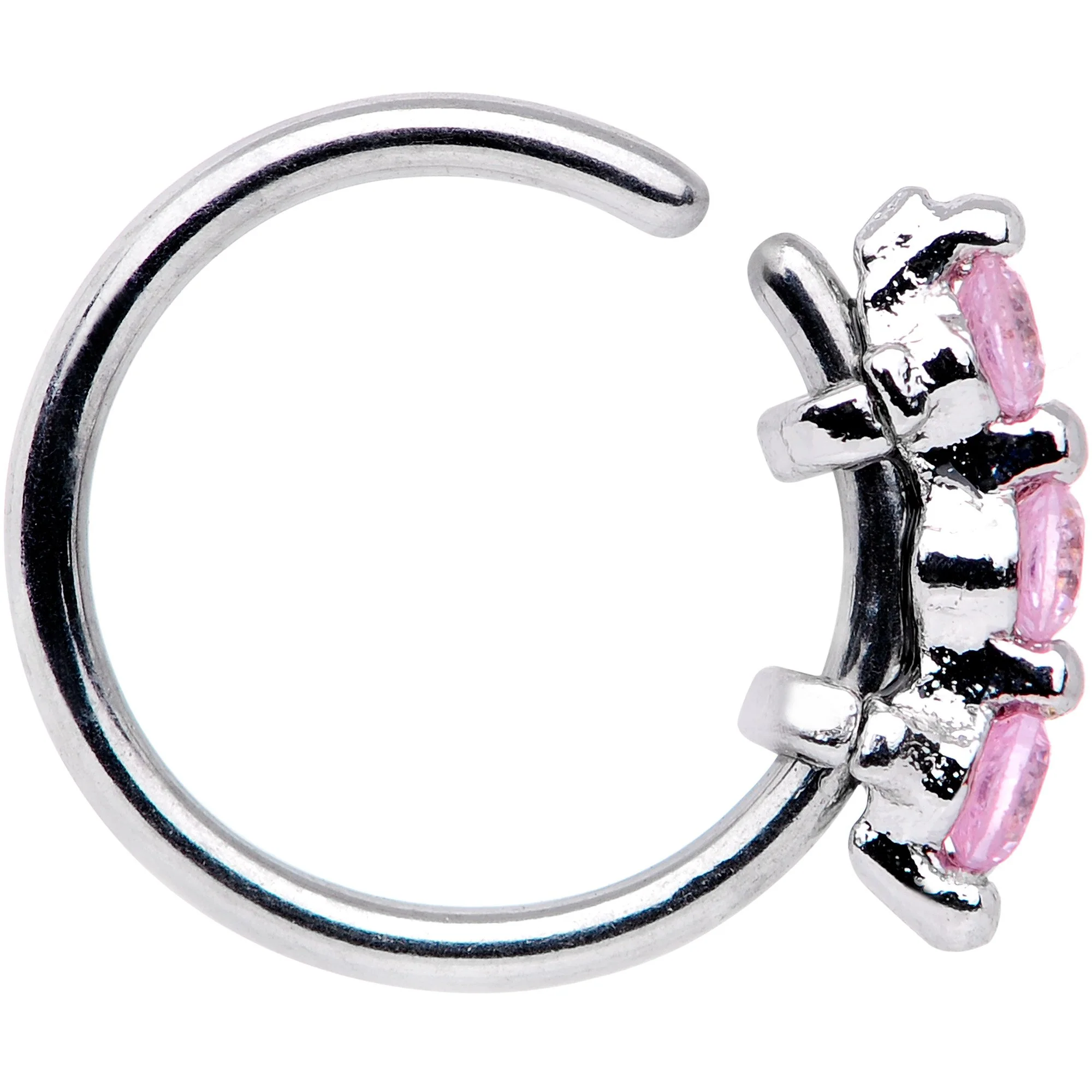 20G 5/16 Pink CZ Gem Sequence Shine Seamless Circular Ring - Image 2