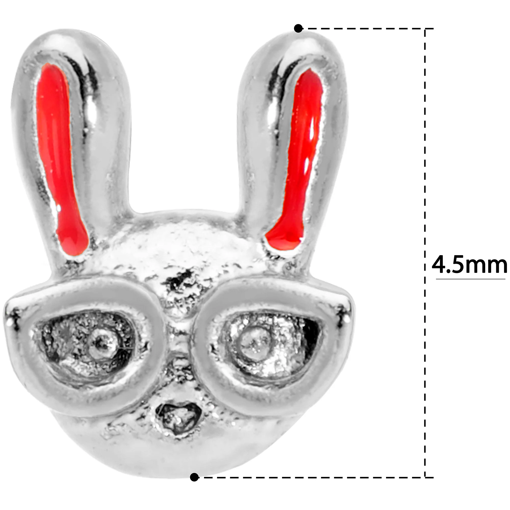 20G 5/16 Pink Ears Nerdy Easter Bunny L Shaped Nose Ring - Image 5