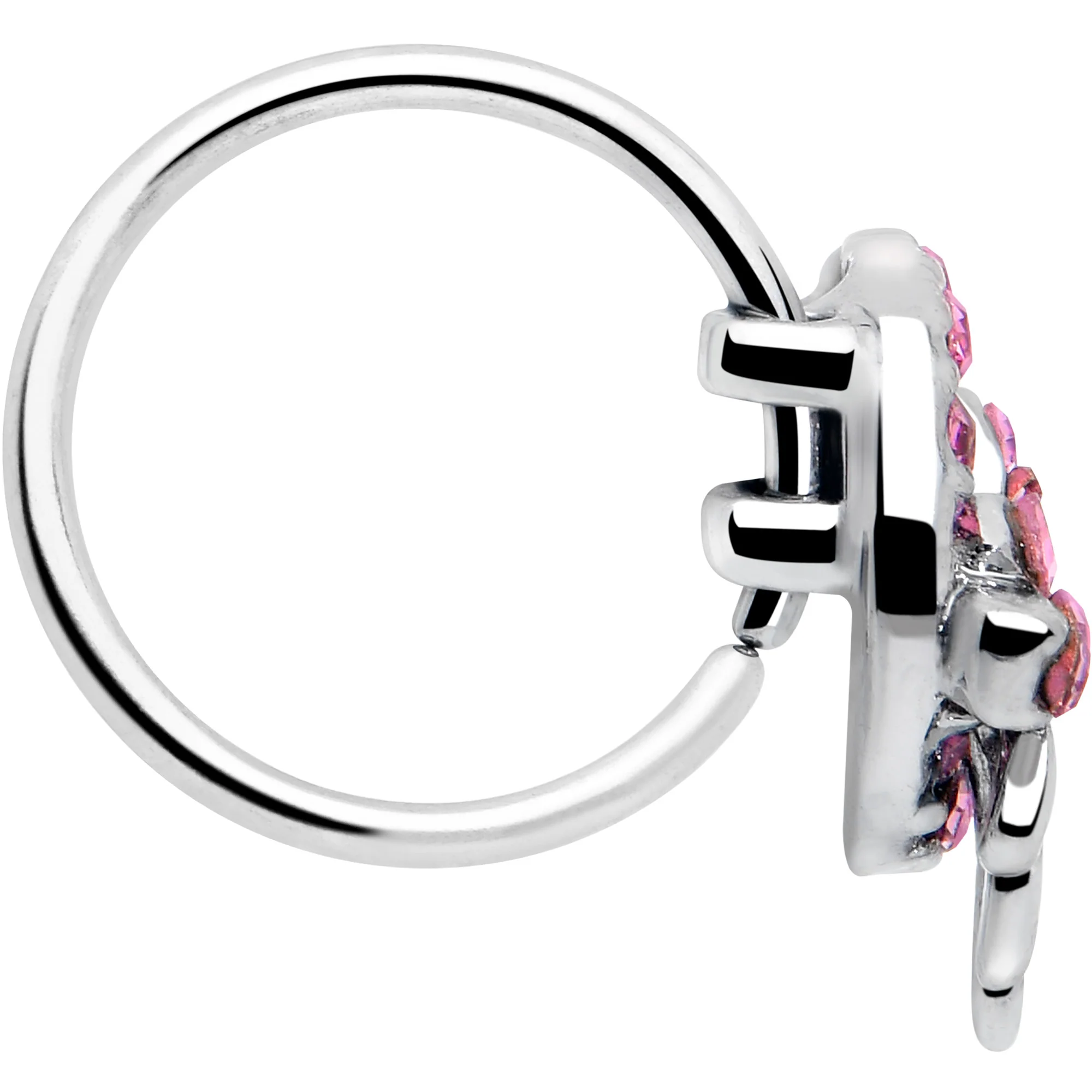20G 5/16 Pink Gem Cartilage Helix Hoop Earring - Image 4