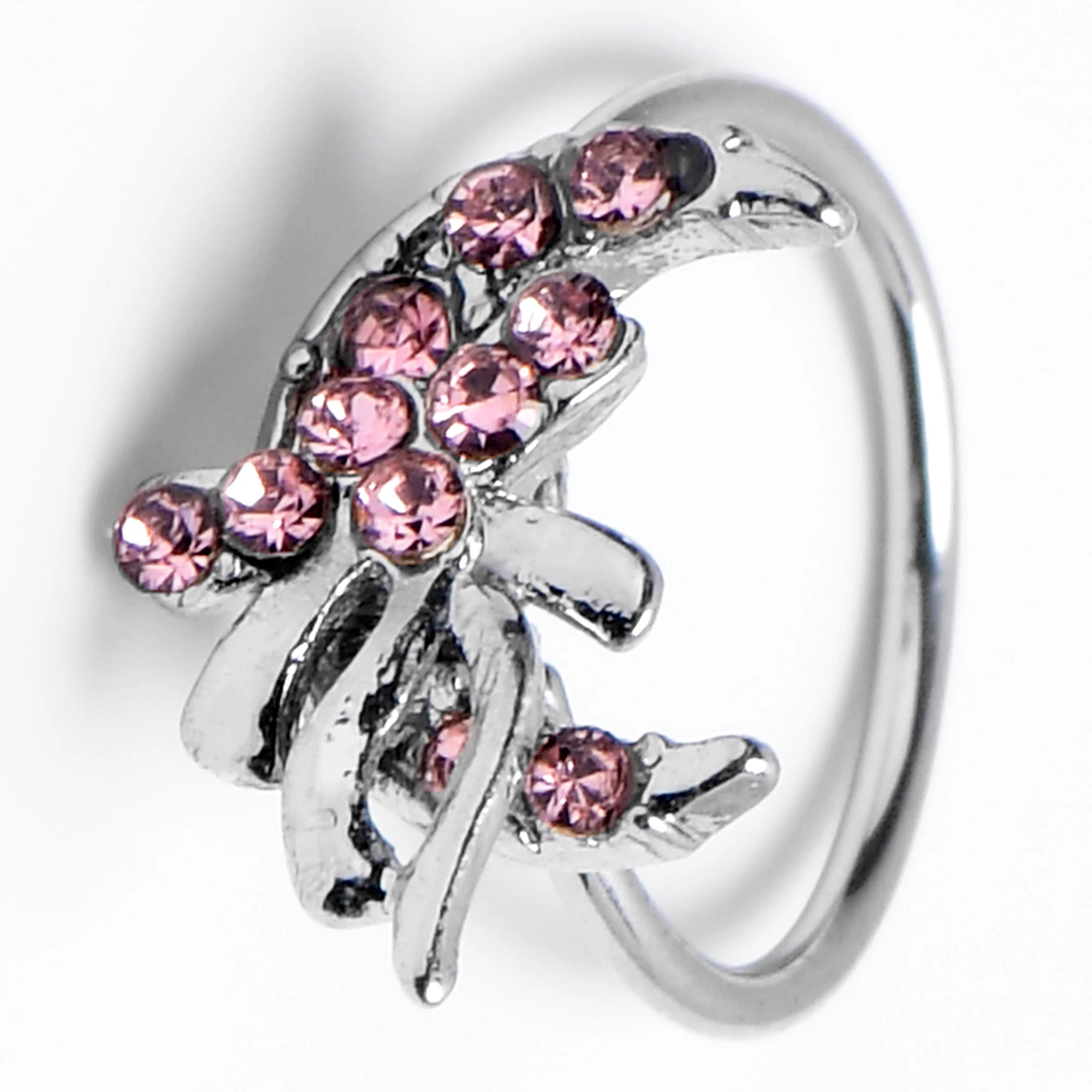 20G 5/16 Pink Gem Cartilage Helix Hoop Earring - Image 6