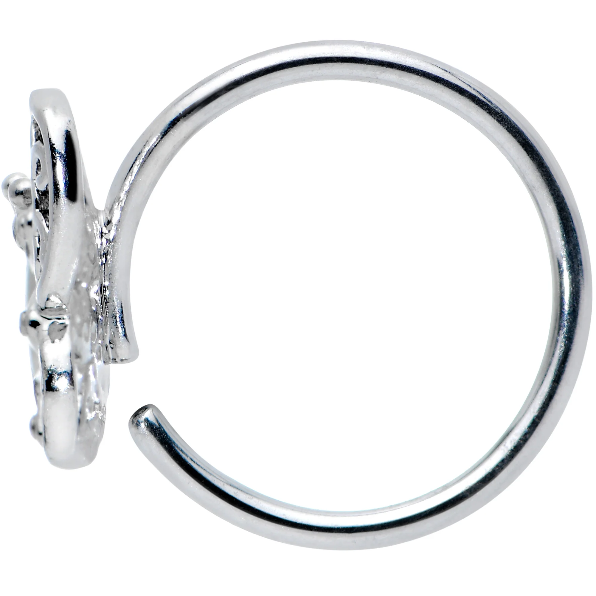 20G 5/16 Pink Gem Lacy Butterfly Nose Hoop - Image 3