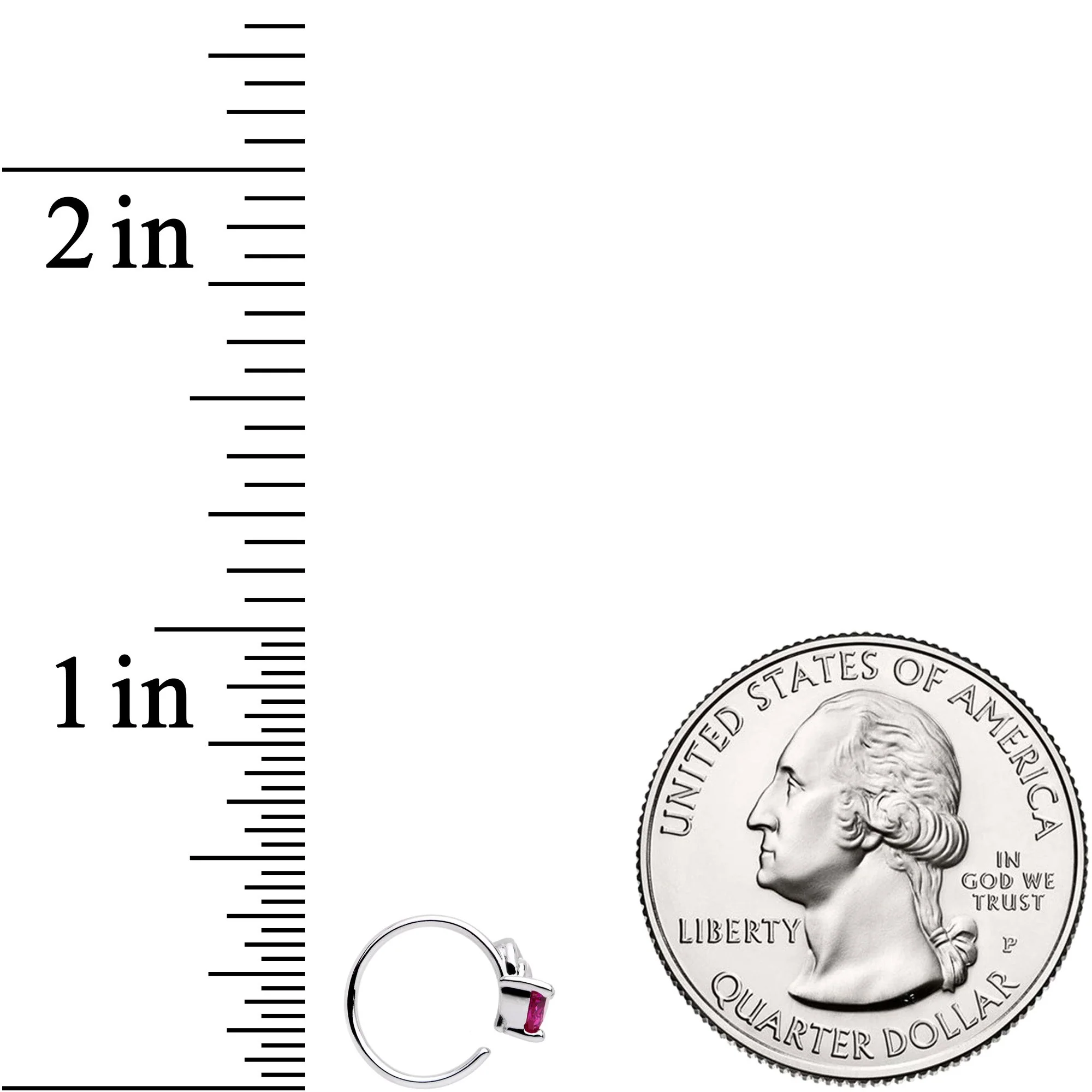 20G 5/16 Pink Gem Triangle Wave Seamless Circular Ring - Image 3