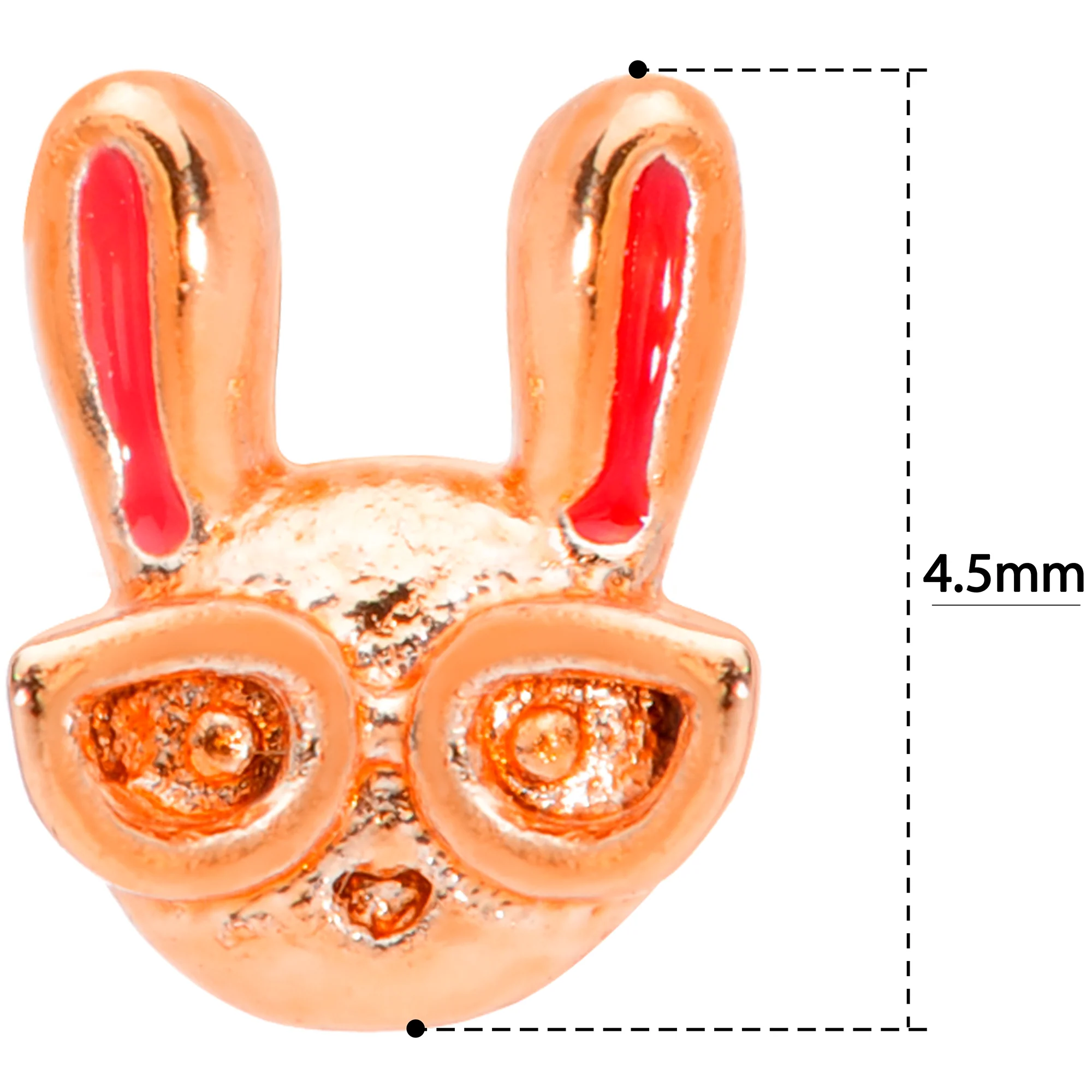 20G 5/16 Pink Rose Gold Tone Nerdy Easter Bunny L Shaped Nose Ring - Image 5