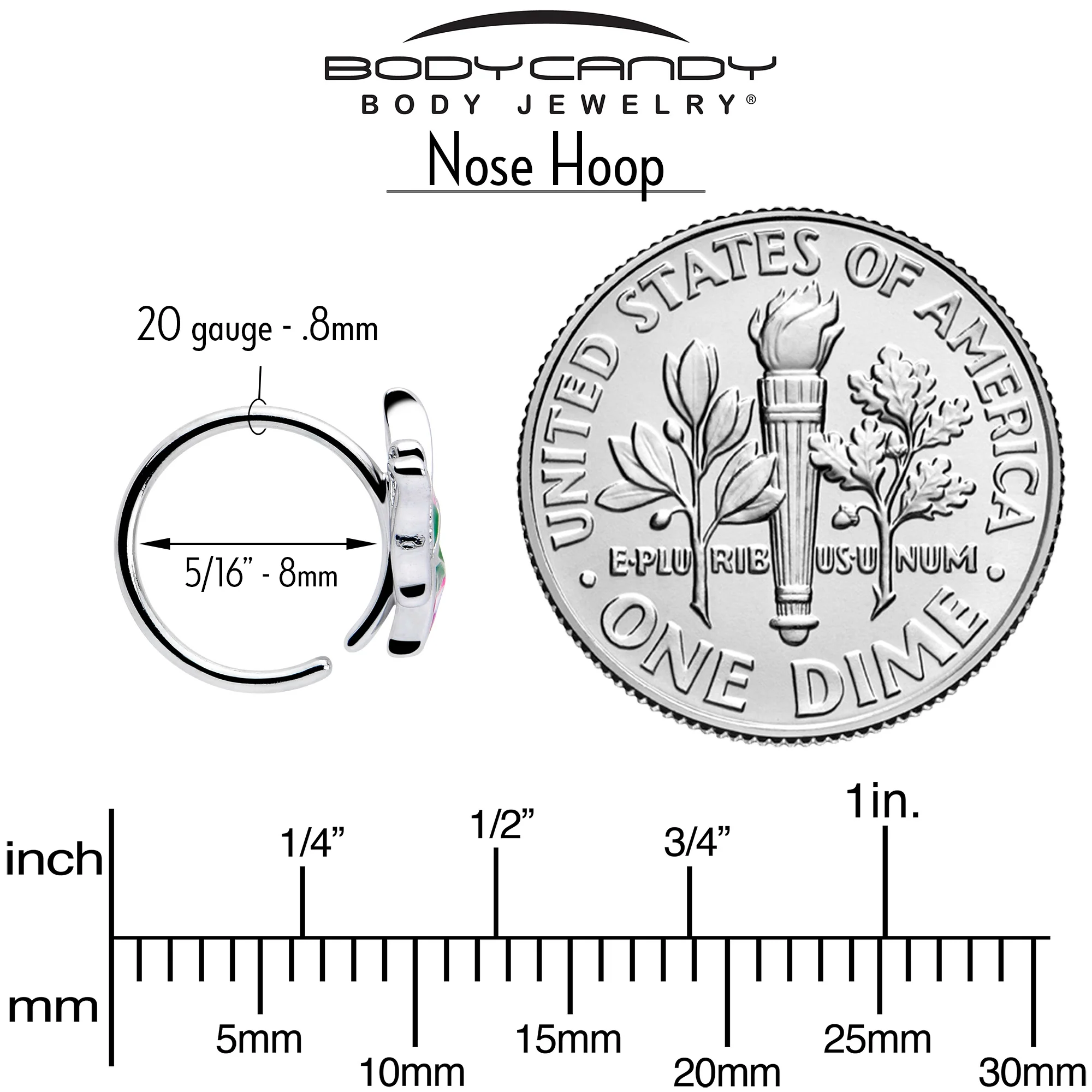 20G 5/16 Profile Butterfly Nose Hoop - Image 5