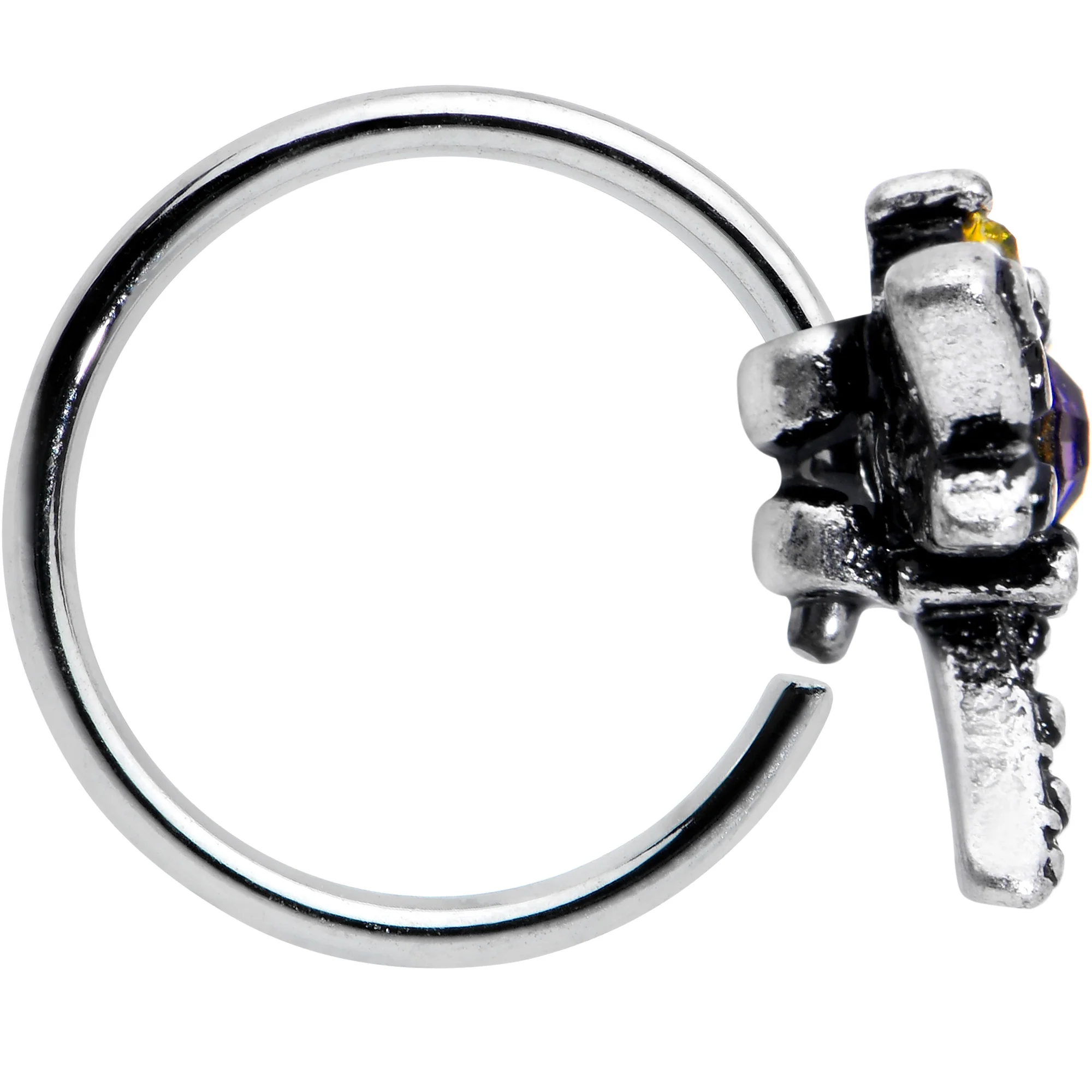 20G 5/16 Purple Yellow Gem Dragonfly Nose Hoop - Image 3