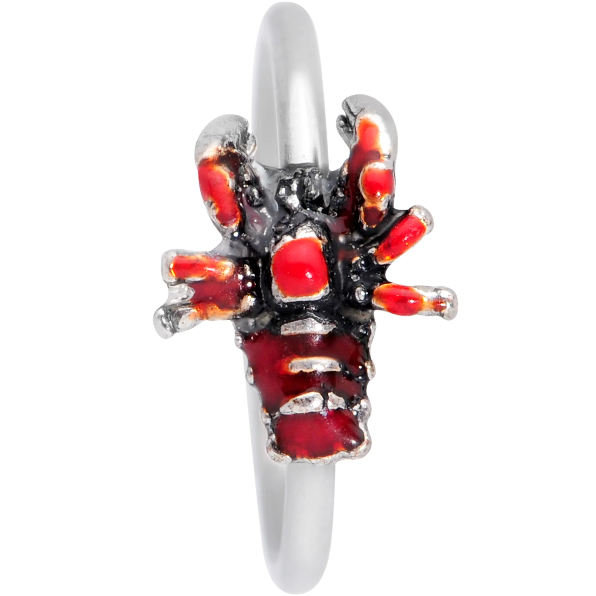 20G 5/16 Red Atlantic Lobster Nose Hoop - Image 2
