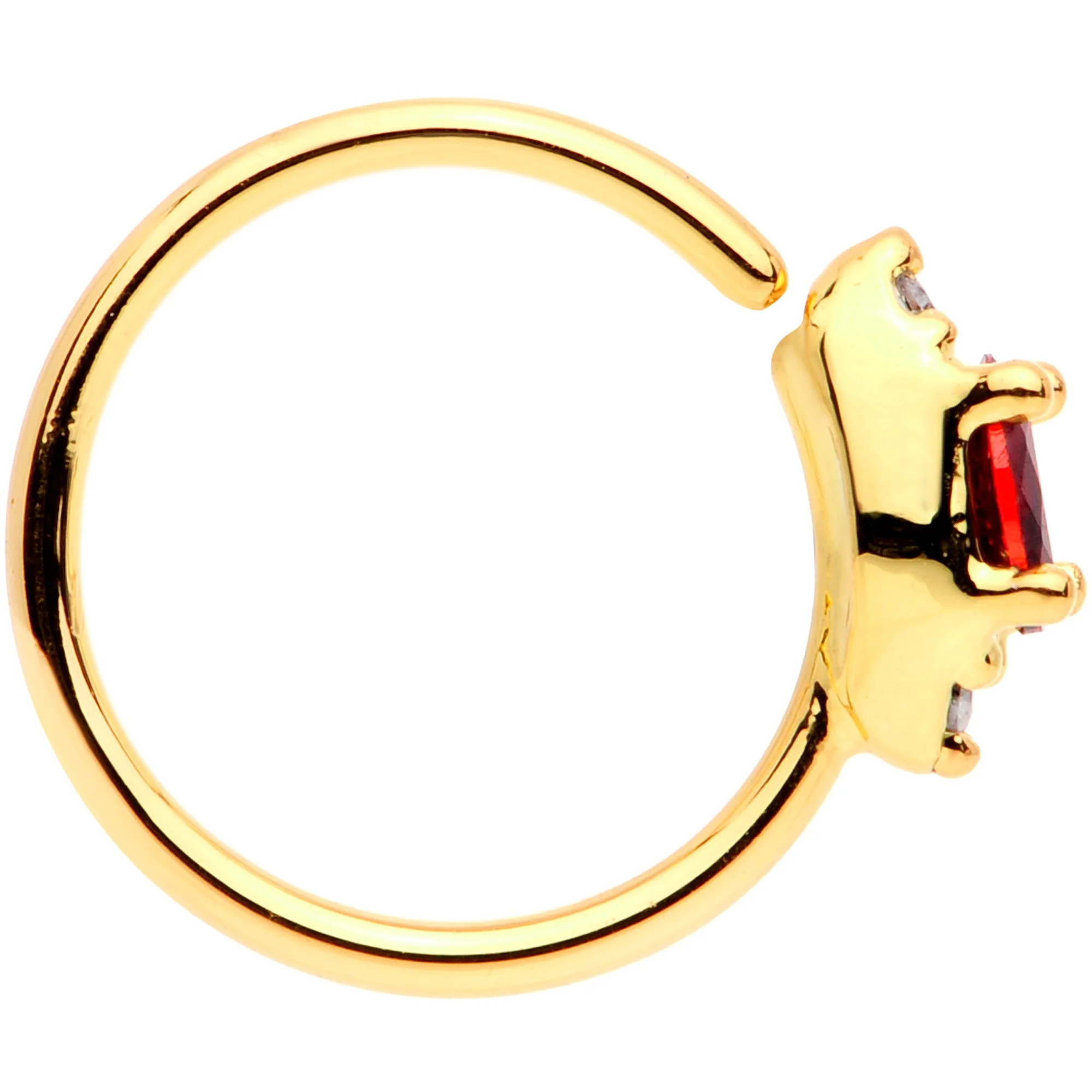 20G 5/16 Red Clear CZ Gem Gold Tone Seamless Circular Ring - Image 2