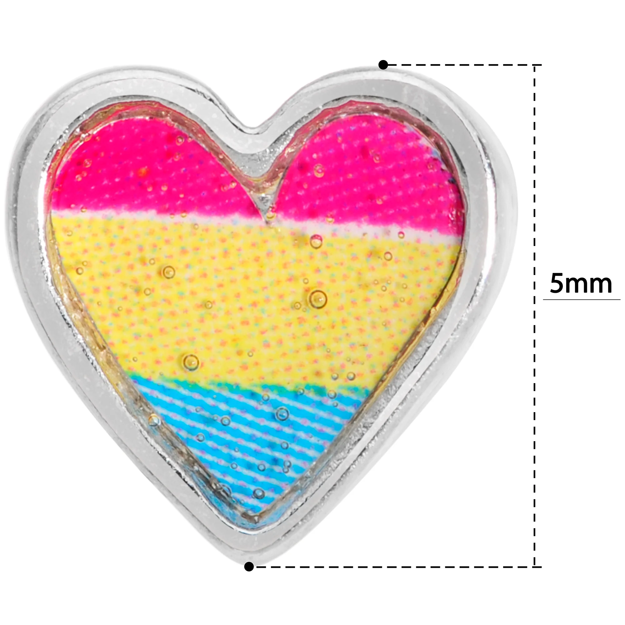 20G 5/16 Red Yellow Blue Pansexual Pride Heart Nose Bone - Image 5
