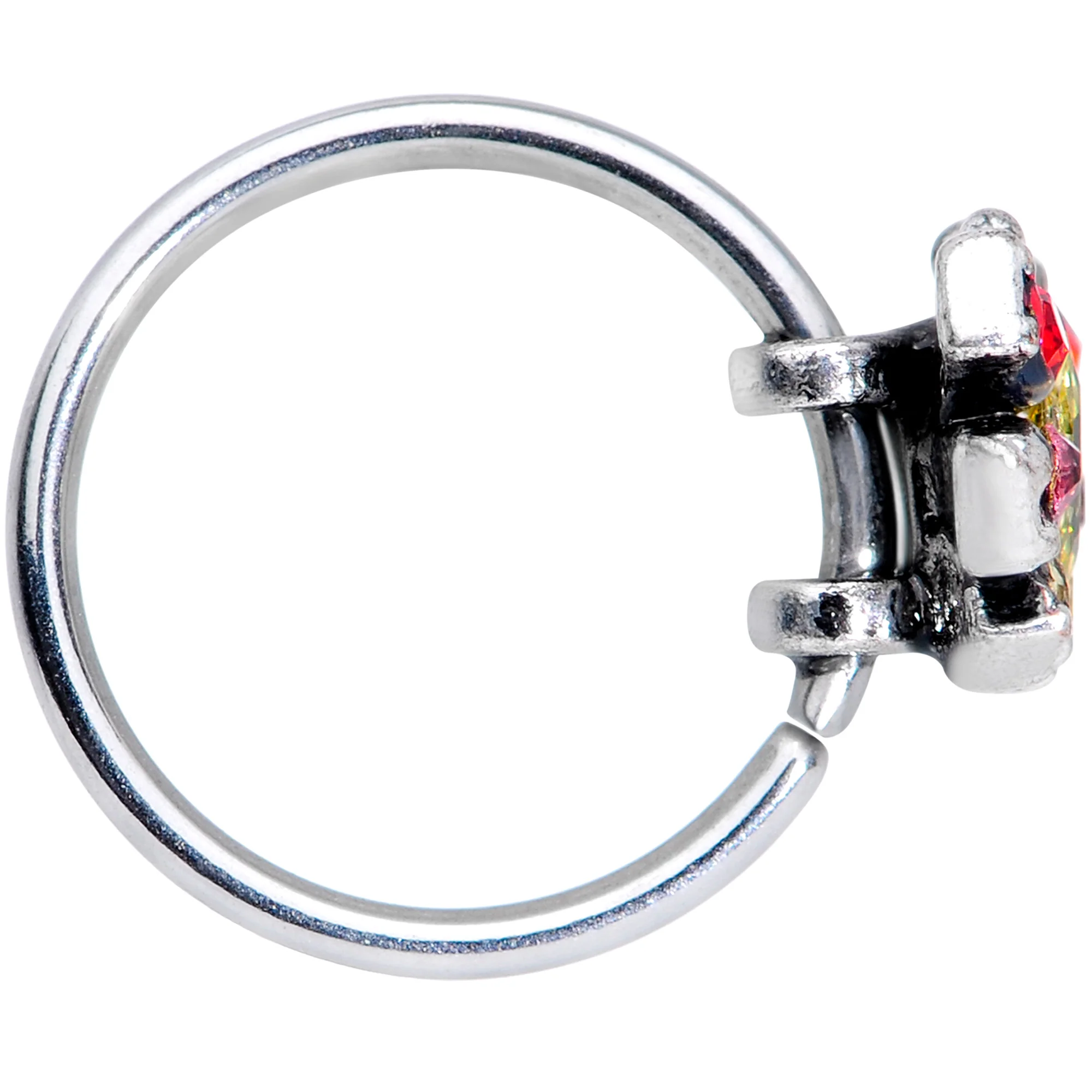 20G 5/16 Red Yellow Gem Art Deco Butterfly Nose Hoop - Image 2