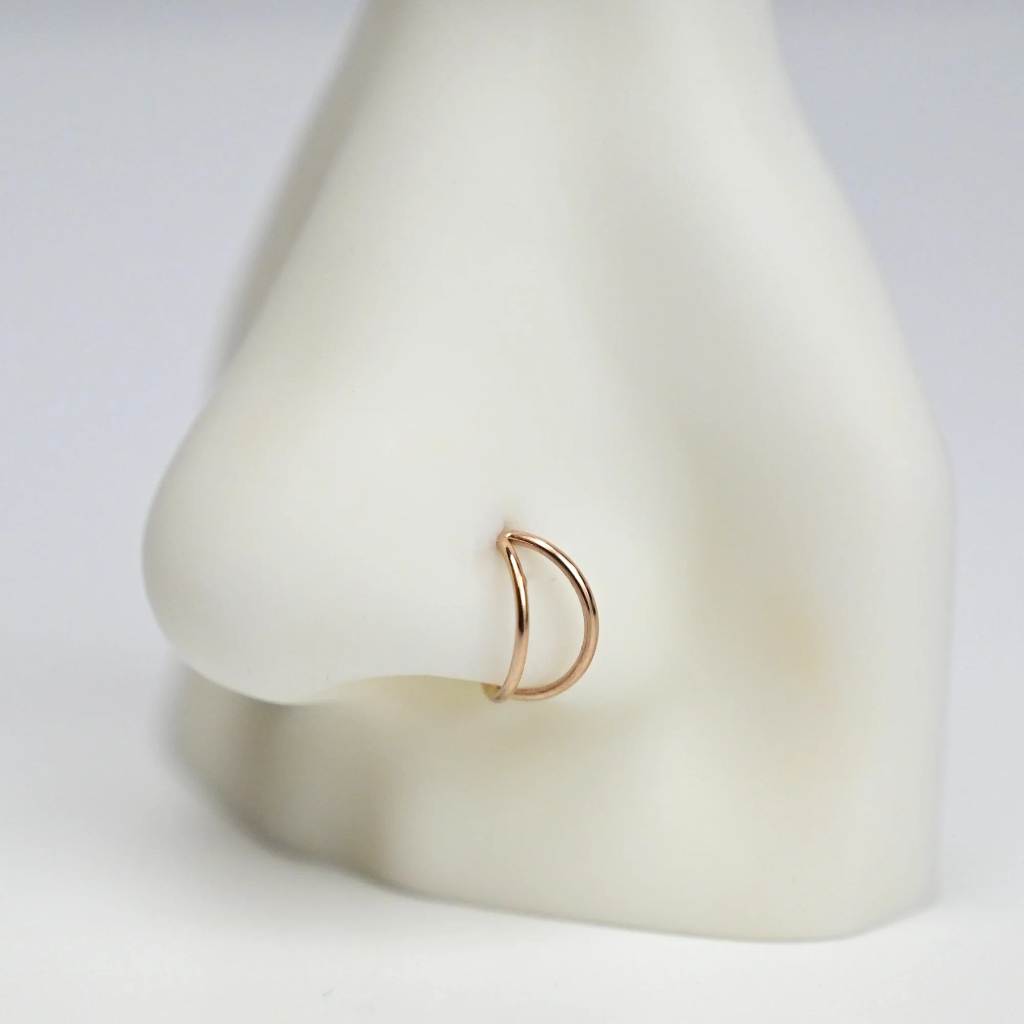 20G 5/16 Rose Gold Tone Double Nose Hoop - Image 3