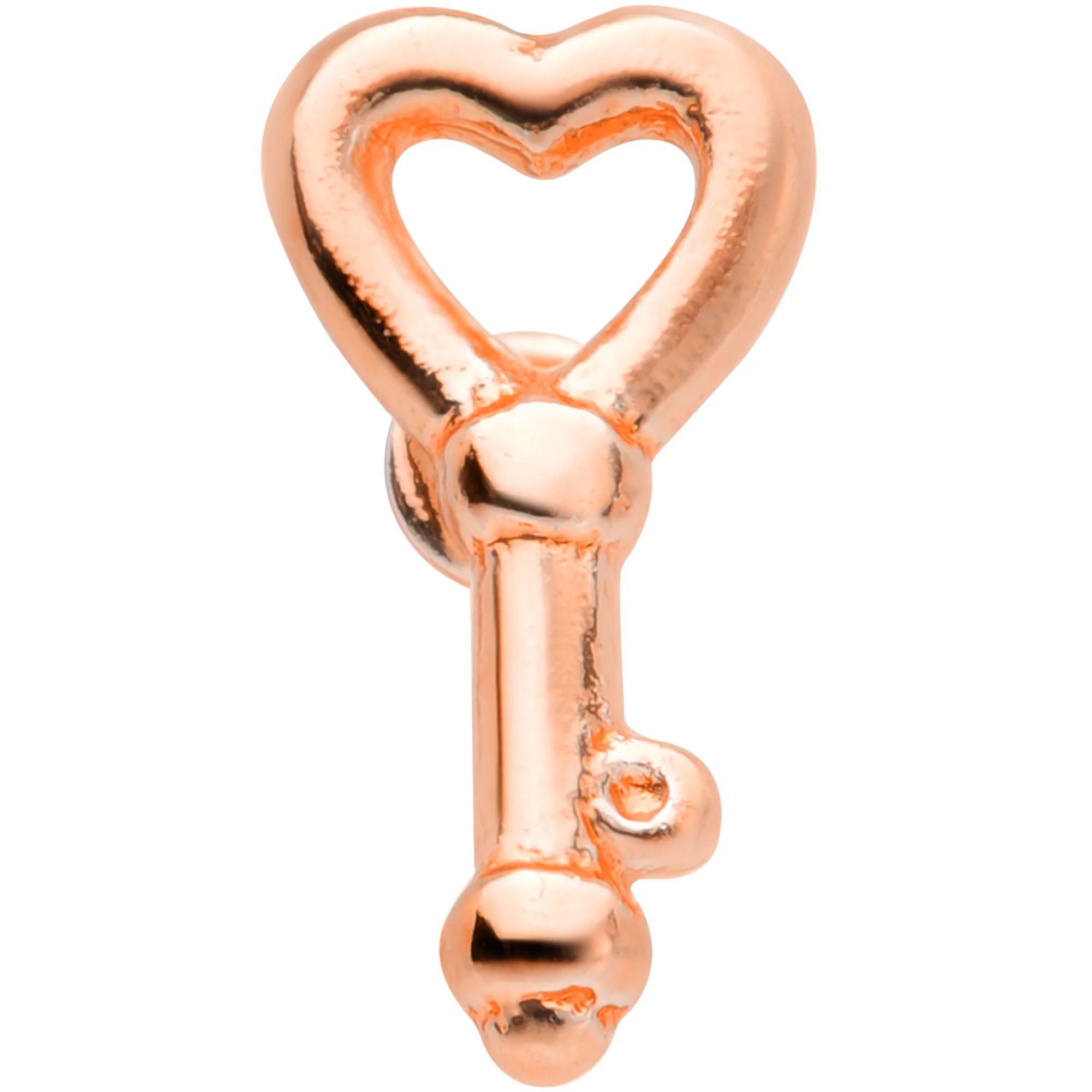 20G 5/16 Rose Gold Tone Key to Your Heart L Shaped Nose Ring - Image 2