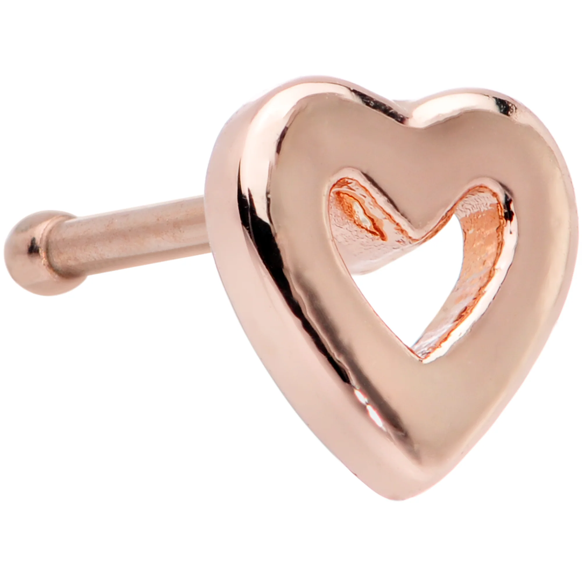 20G 5/16 Rose Gold Tone Open Heart Valentines Day Nose Bone