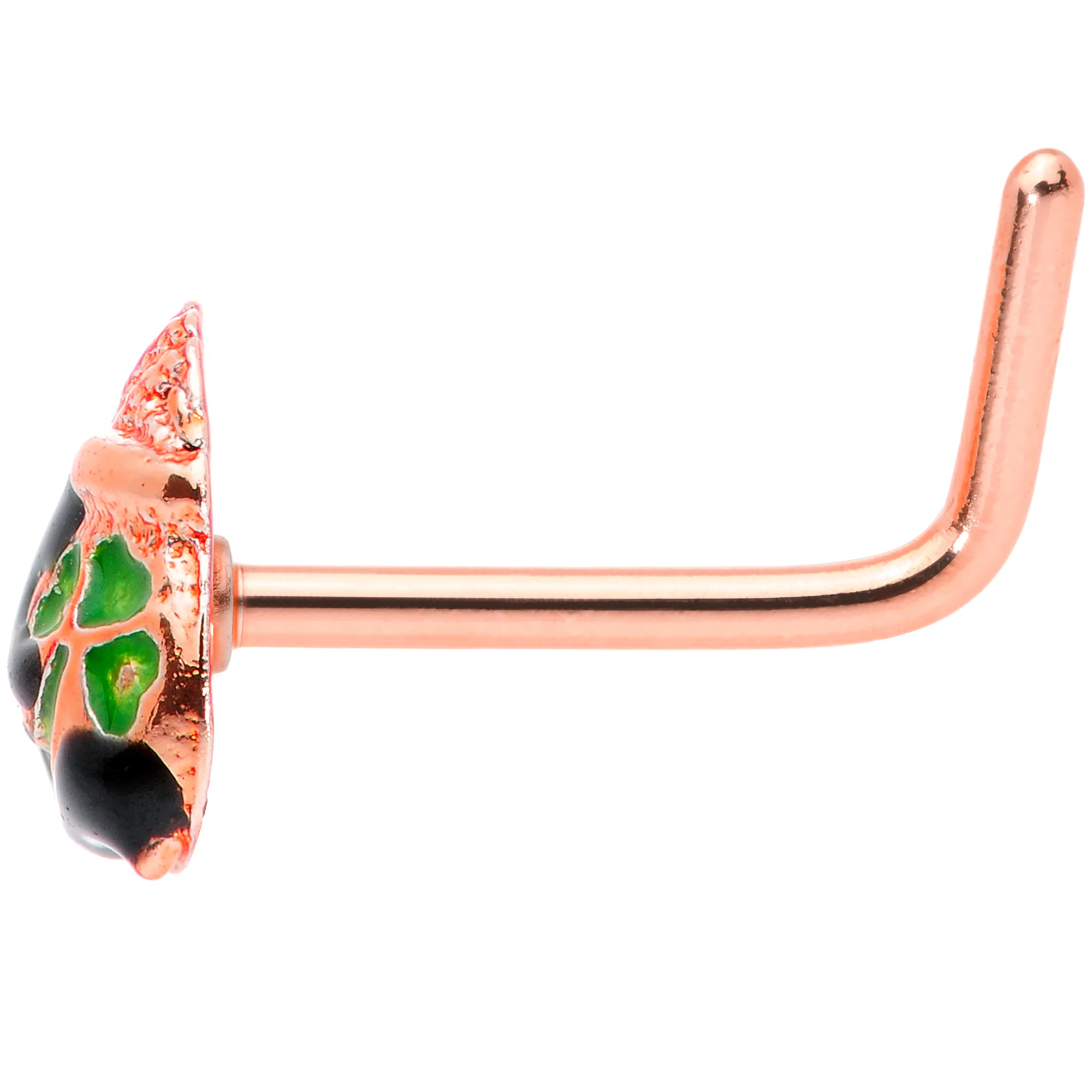 20G 5/16 Rose Gold Tone Pot O Gold L Shaped Nose Ring - Image 3