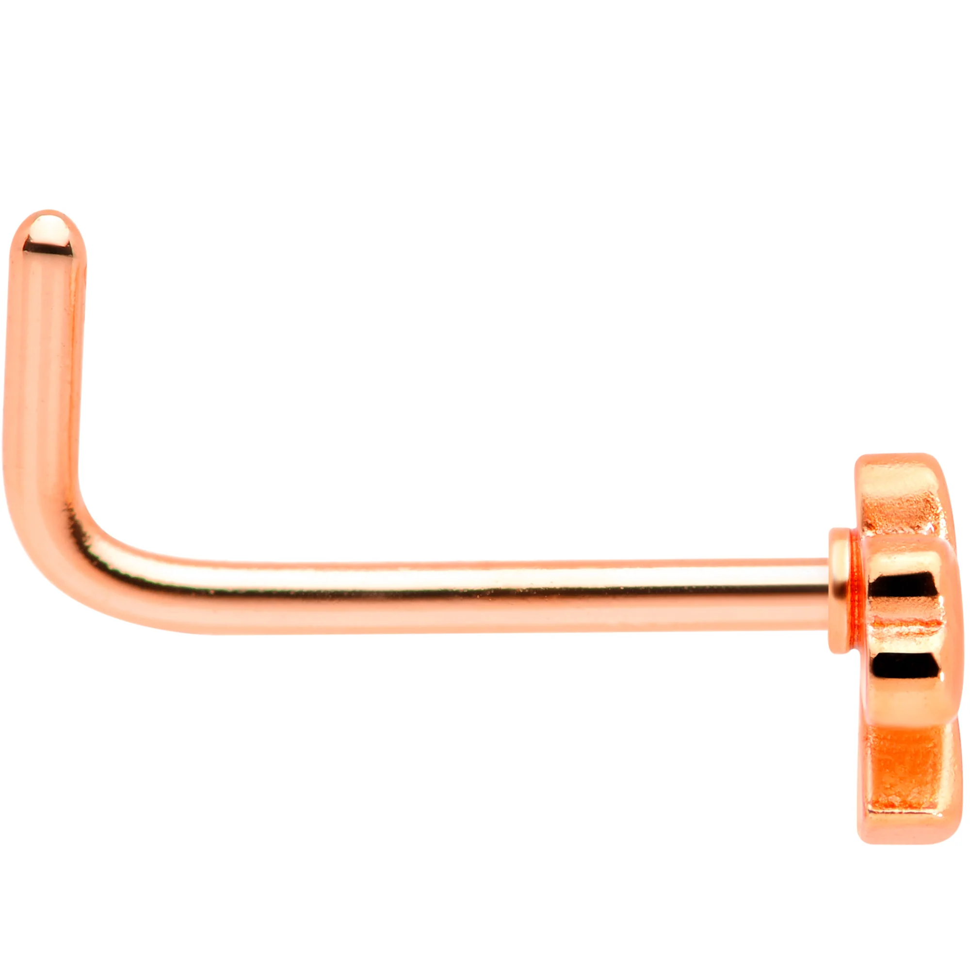 20G 5/16 Rose Gold Tone St Patricks Shamrock L Shaped Nose Ring - Image 3