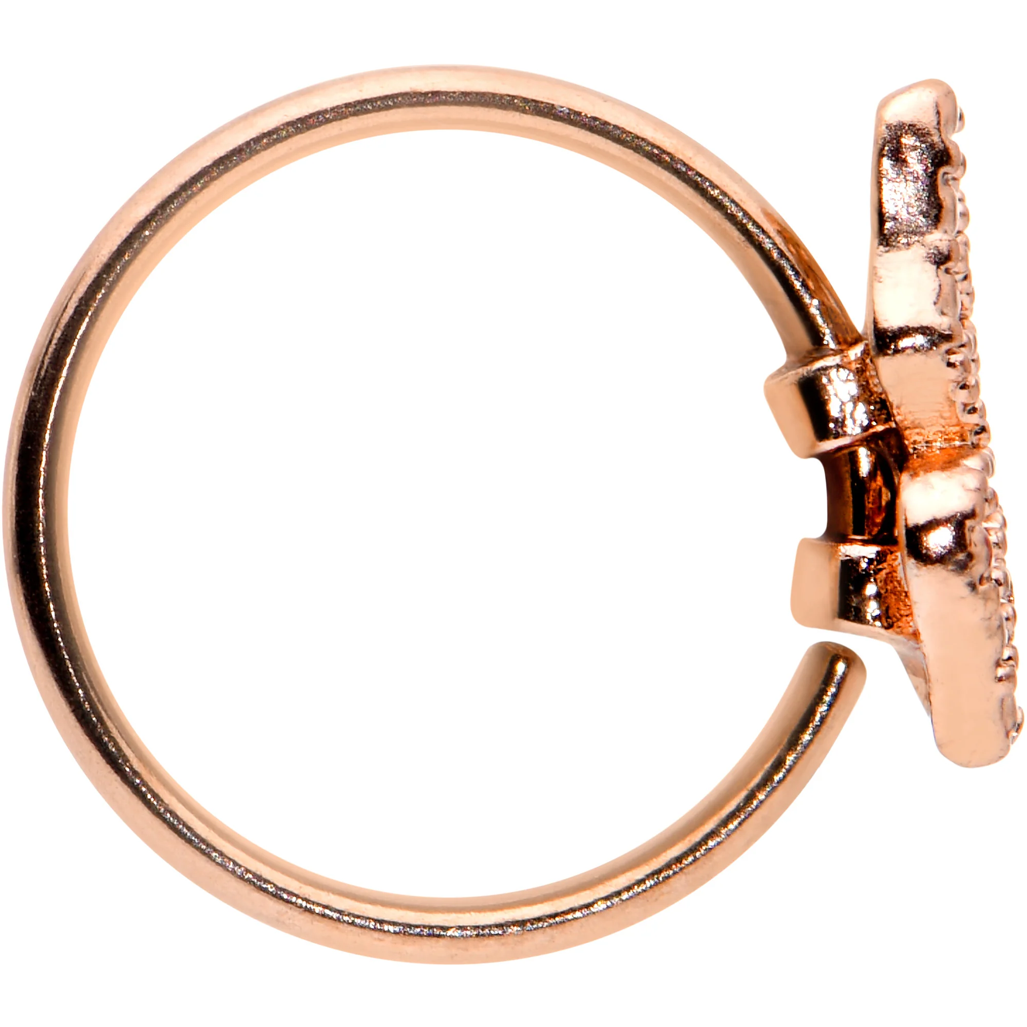 20G 5/16 Rose Gold Tone Textured Butterfly Wing Nose Hoop - Image 3