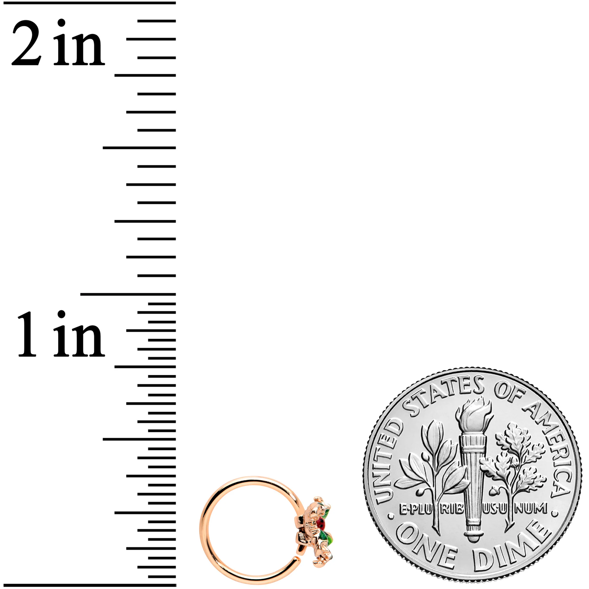 20G 5/16 Rose Gold Tone Tiny Ladybug Leaves Nose Hoop - Image 4