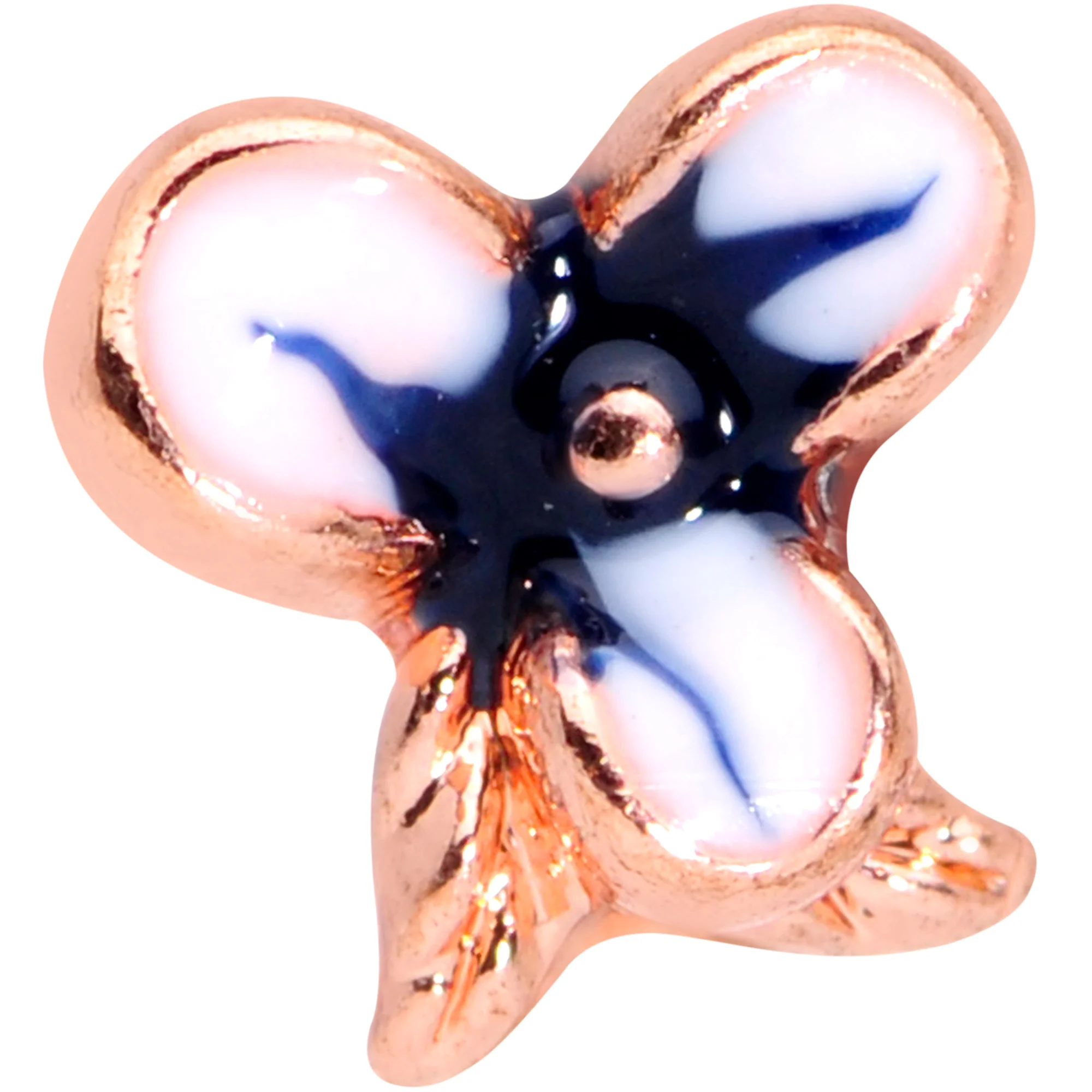 20G 5/16 Rose Gold Tone Tropical Flower Nose Hoop - Image 2