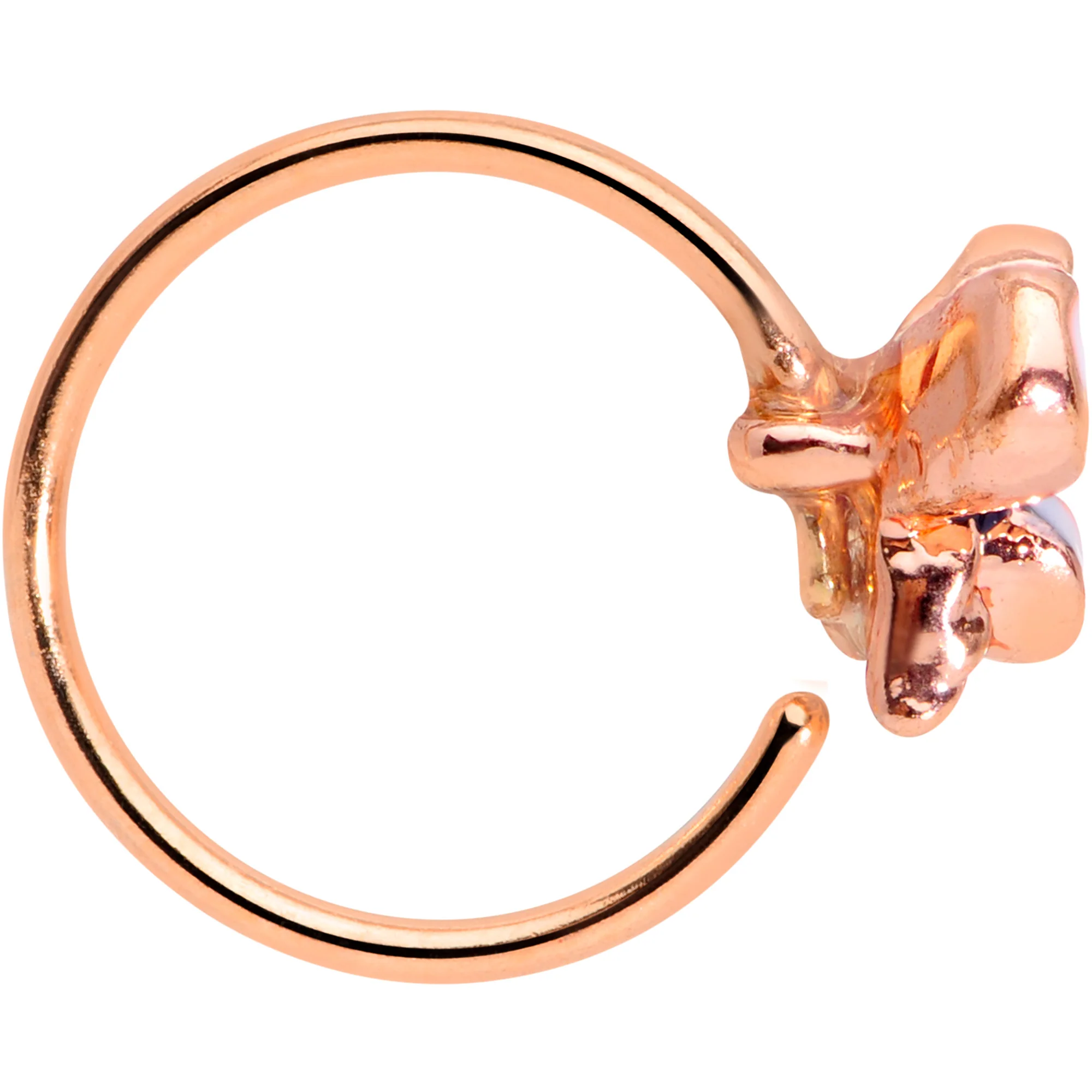 20G 5/16 Rose Gold Tone Tropical Flower Nose Hoop - Image 3