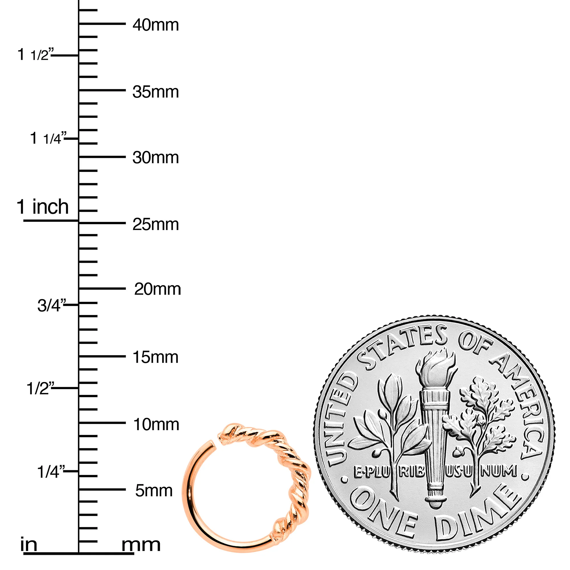 20G 5/16 Rose Gold Tone Wicked Wire Seamless Nose Hoop - Image 4